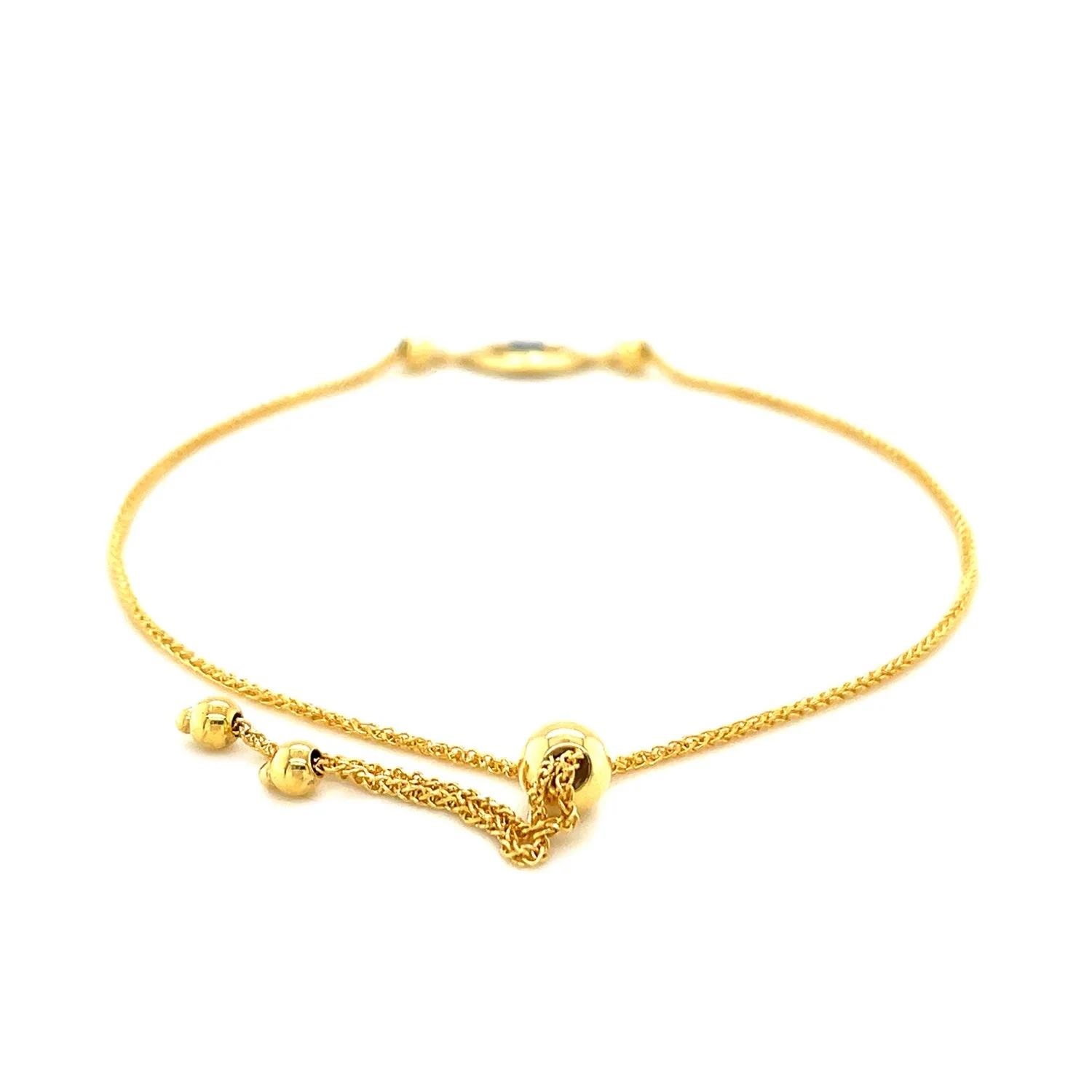 14k Yellow Gold Adjustable Evil Eye Bracelet - Image 7