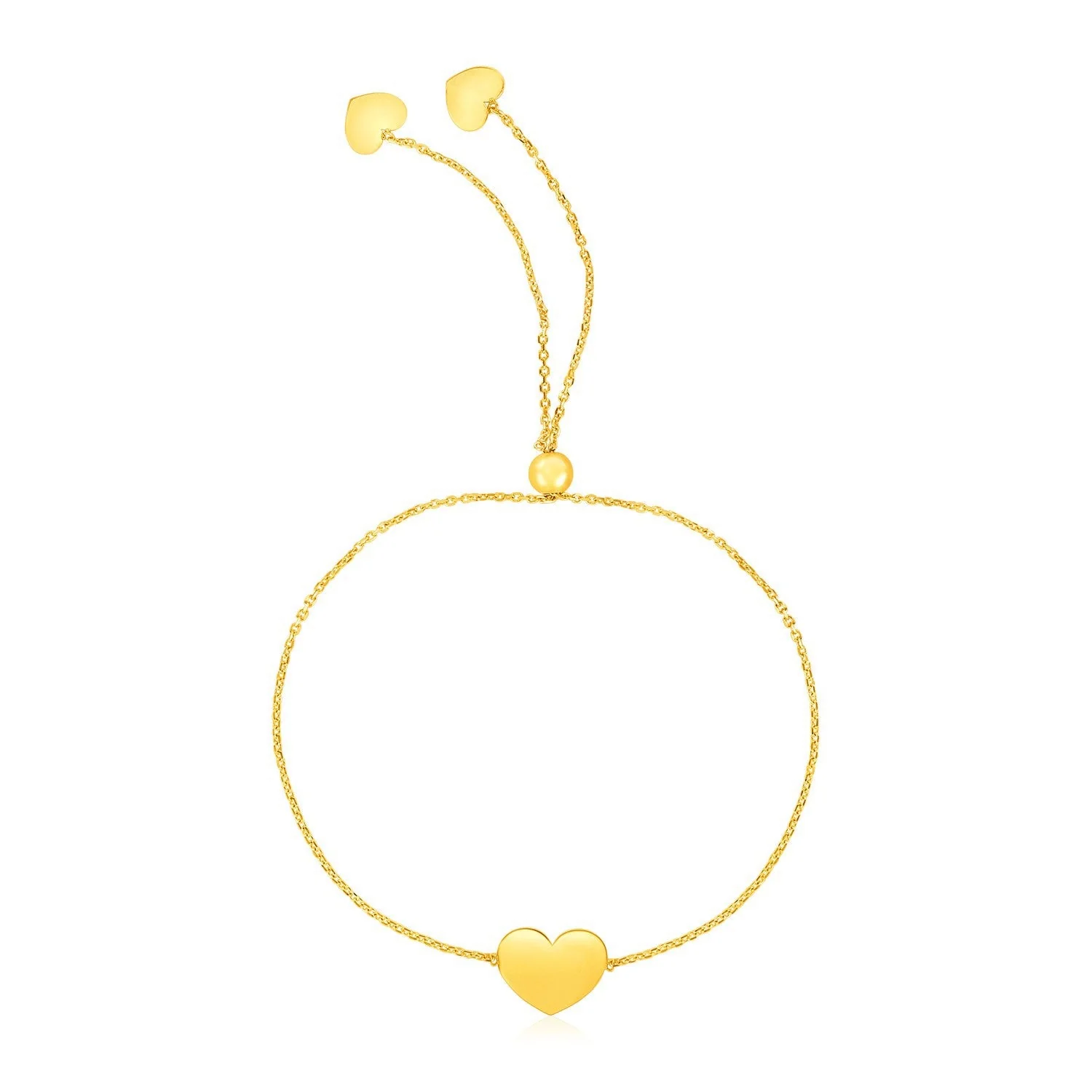 14k Yellow Gold Adjustable Heart Bracelet - Image 2