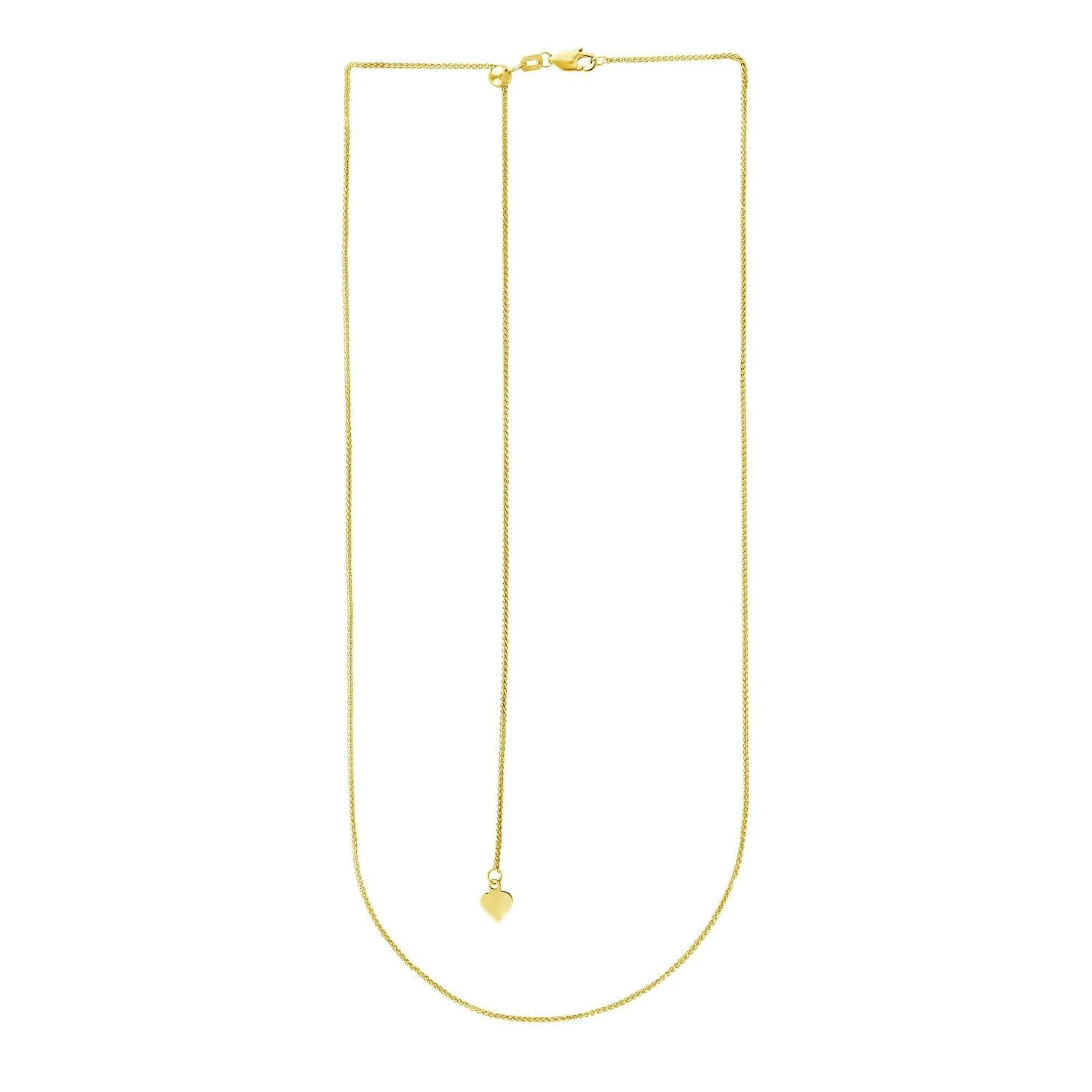 14k Yellow Gold Adjustable Wheat Chain 1.0mm - Image 2