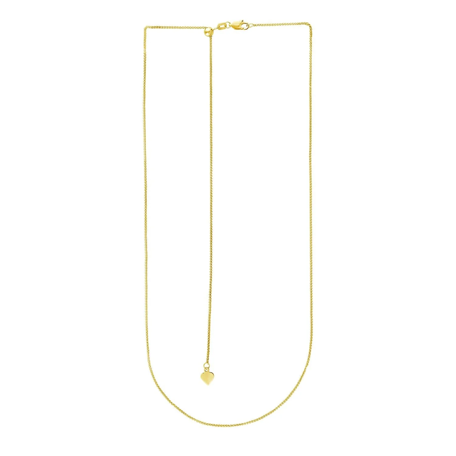 14k Yellow Gold Adjustable Wheat Chain 1.0mm - Image 6