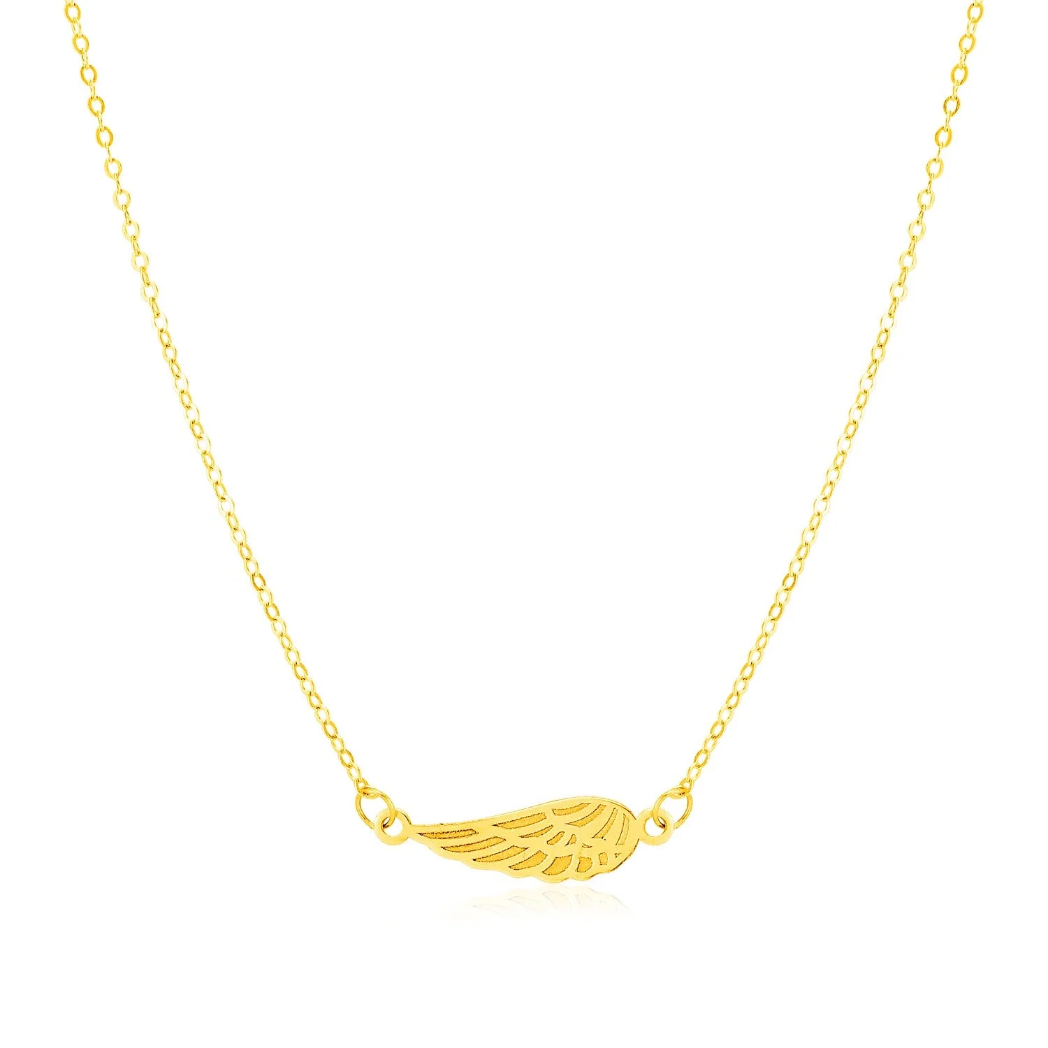 14K Yellow Gold Angel Wing Necklace - Image 4