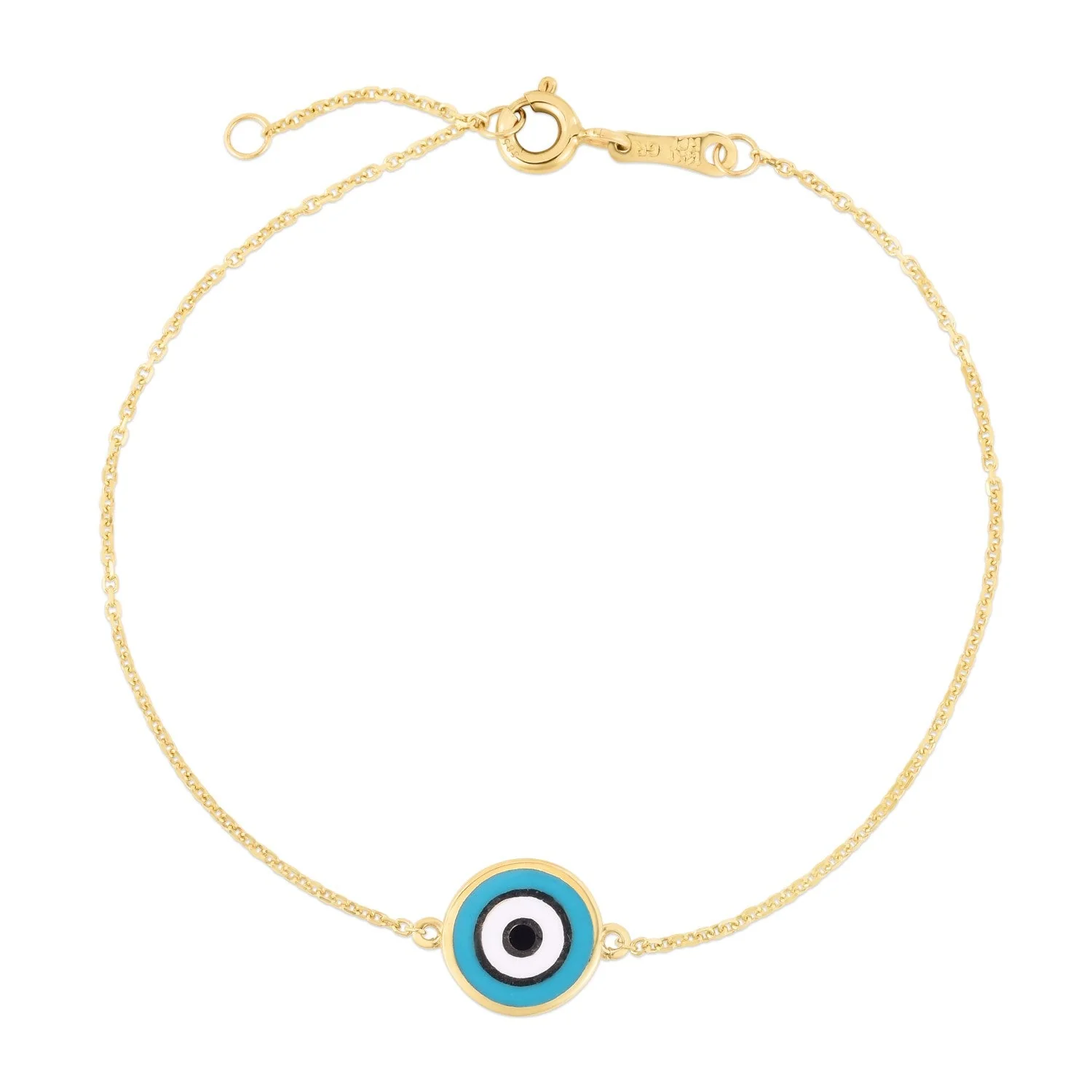 14k Yellow Gold Blue Evil Eye Bracelet (1.00 mm) - Image 4