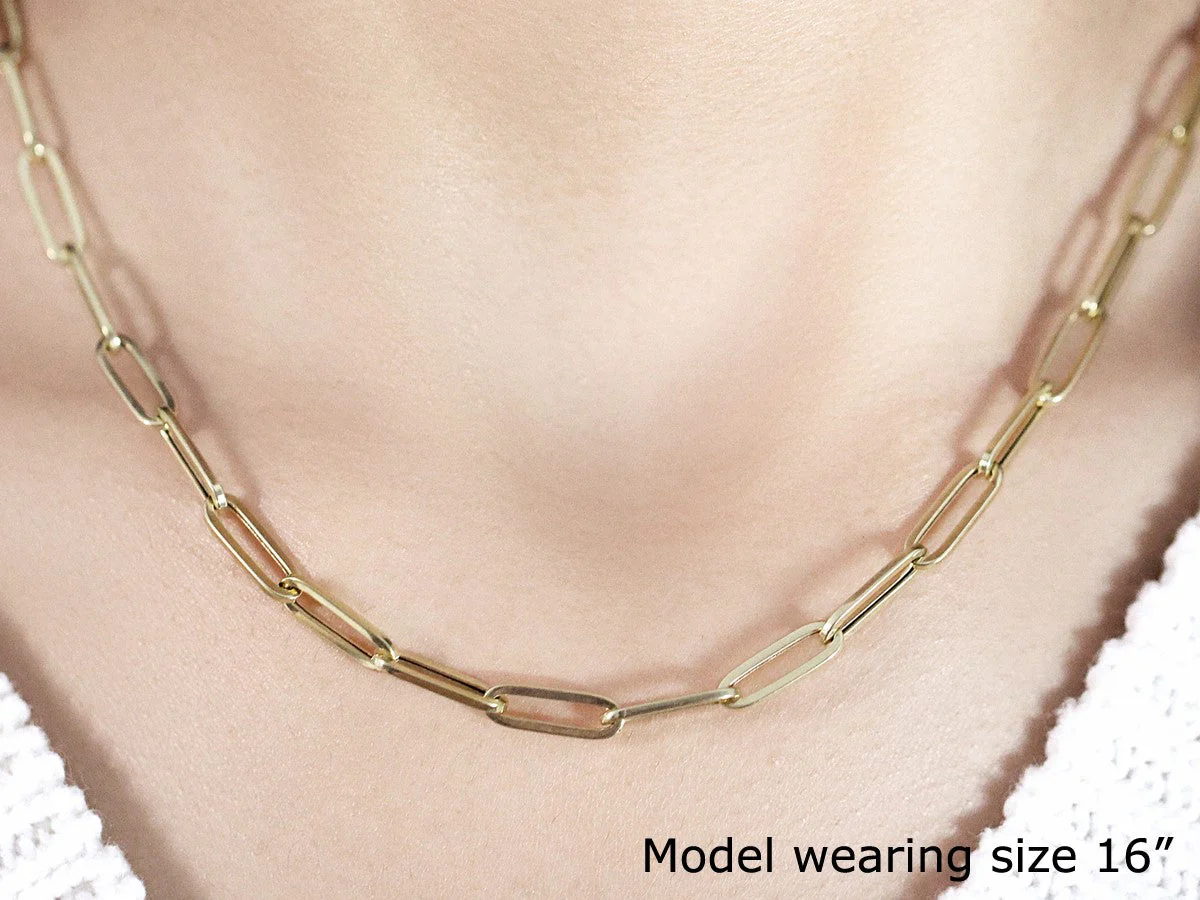 14K Yellow Gold Bold Paperclip Chain (4.2 mm) - Image 10