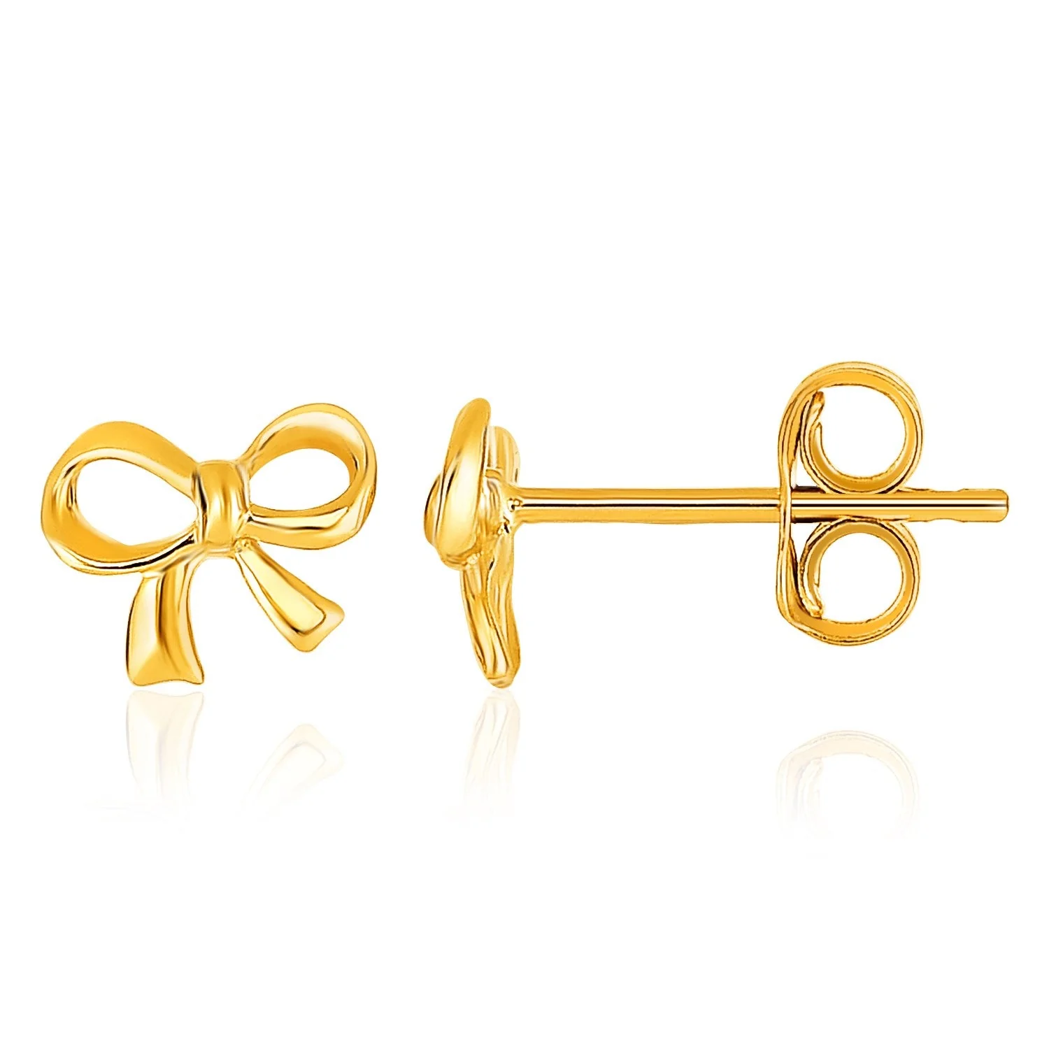 14k Yellow Gold Bow Style Post Earrings - Image 2