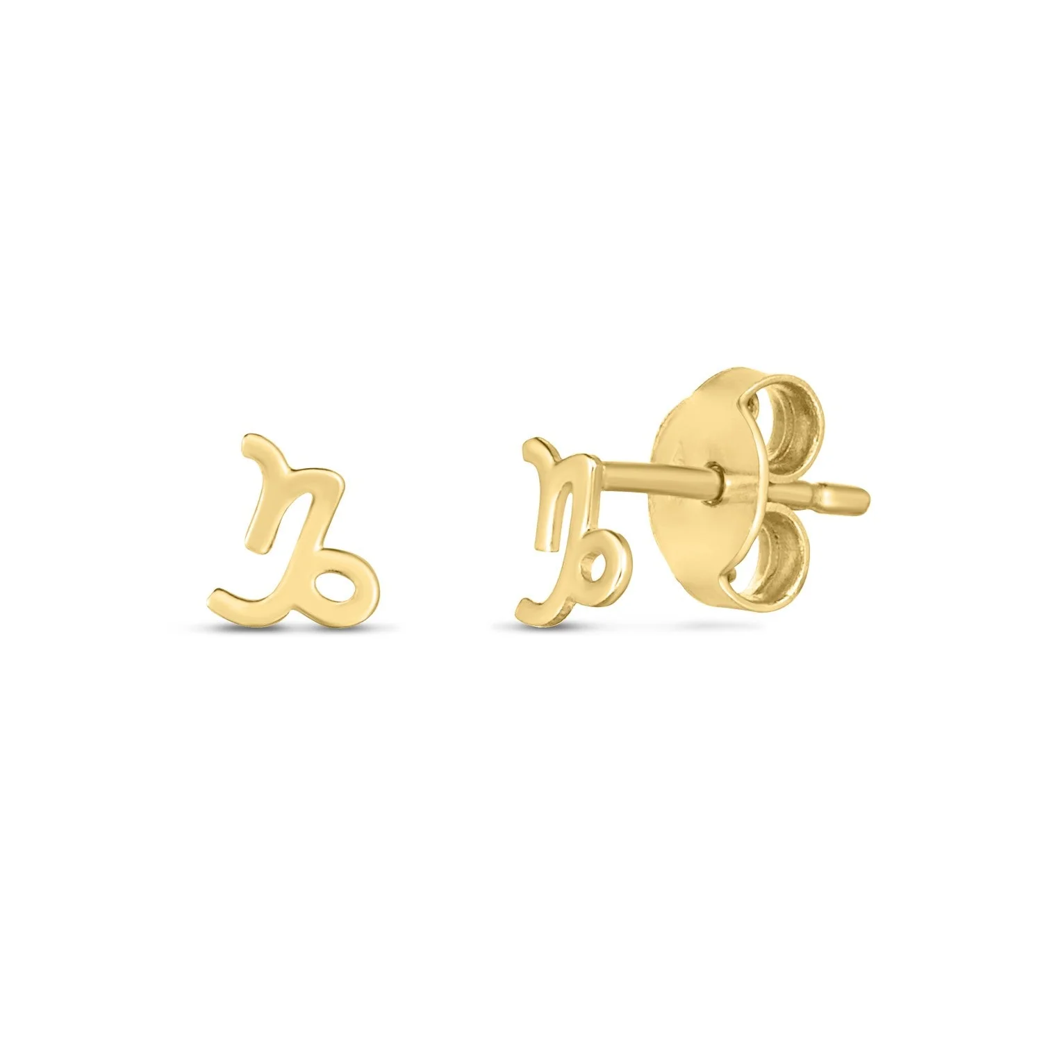 14k Yellow Gold Capricorn Stud Earrings - Image 2