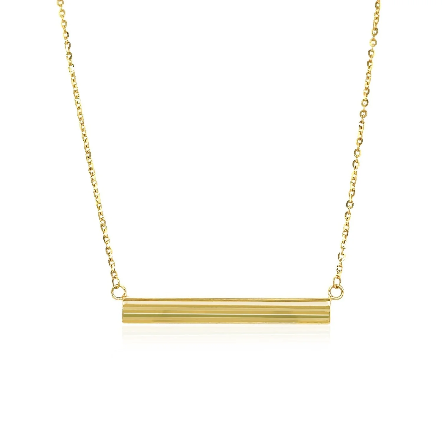 14k Yellow Gold Chain Necklace with a Shiny Flat Bar - Image 5