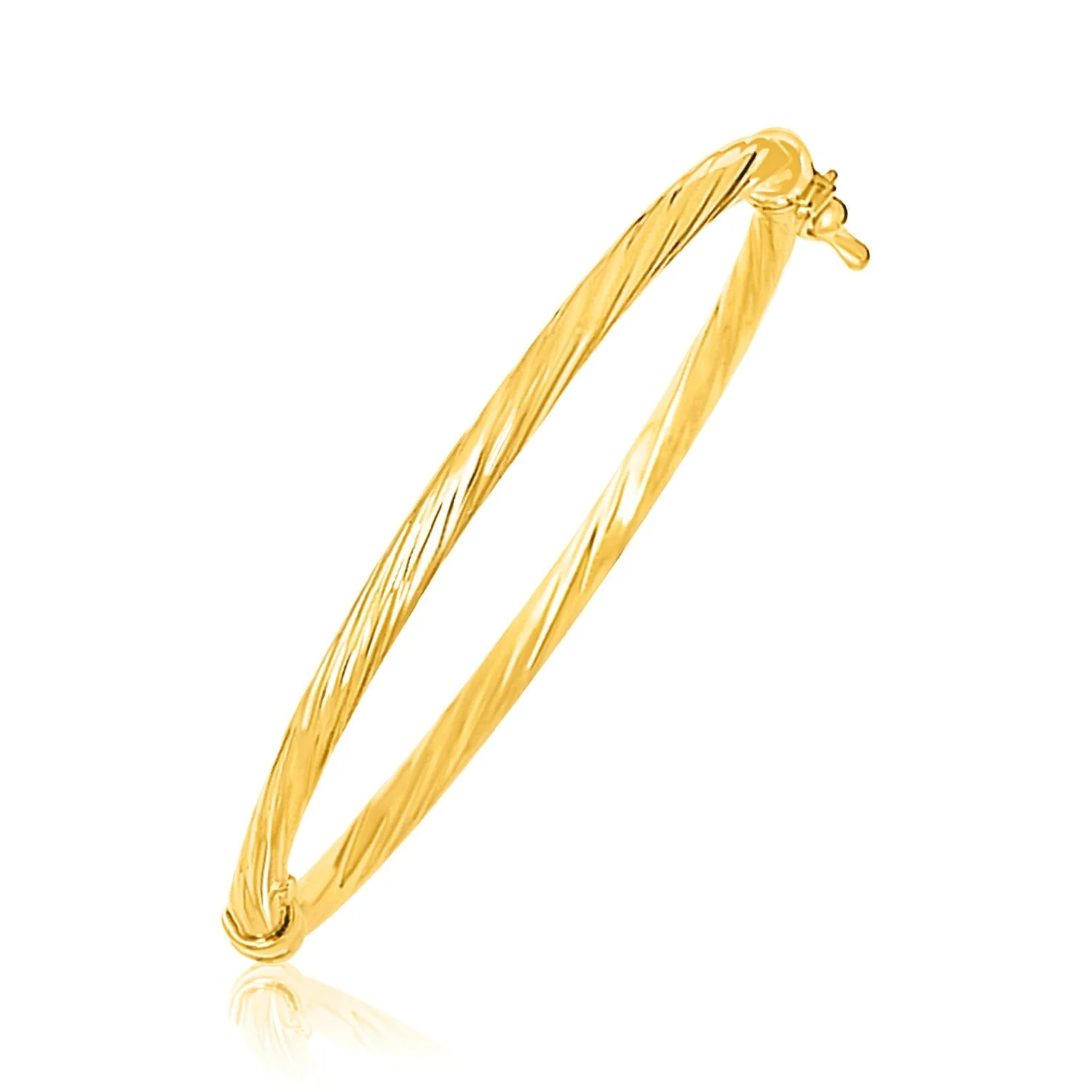 14k Yellow Gold Children's Bangle with Spiral Motif Style - Image 2