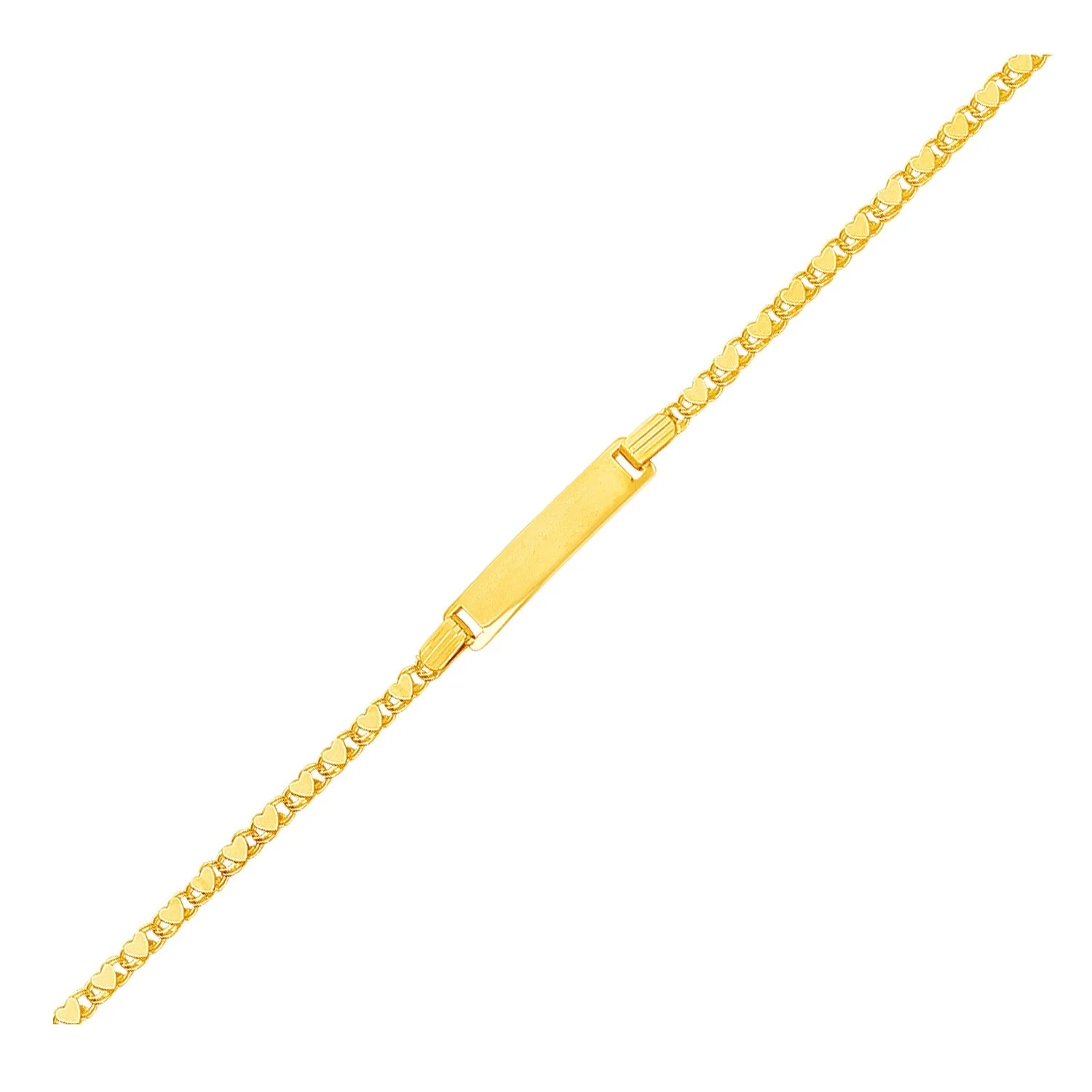 14k Yellow Gold Childrens Heart Link ID Bracelet - Image 3