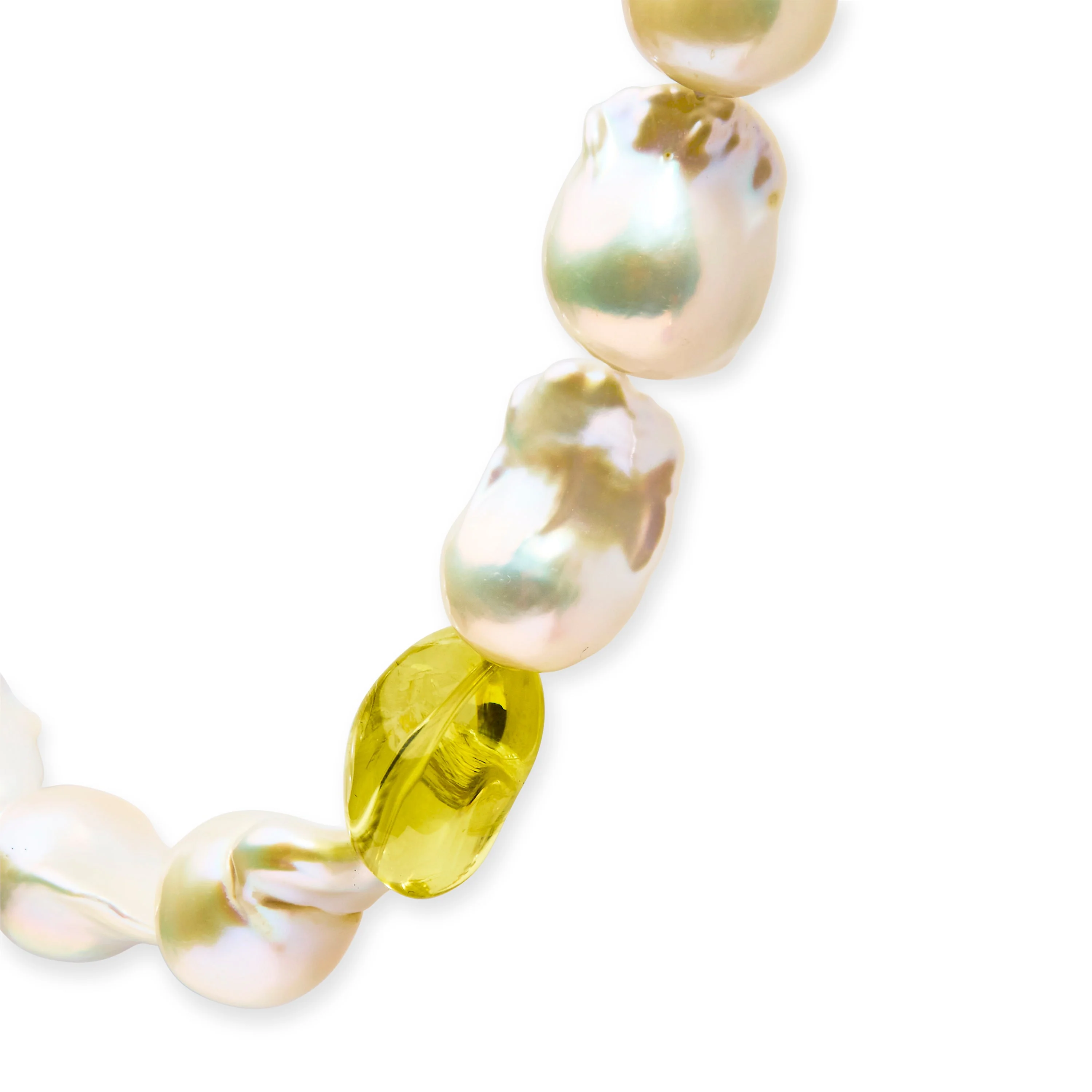14K Yellow Gold Citrine, Amethyst, and Baroque Pearl Strand Necklace - 18" Inches - Image 3