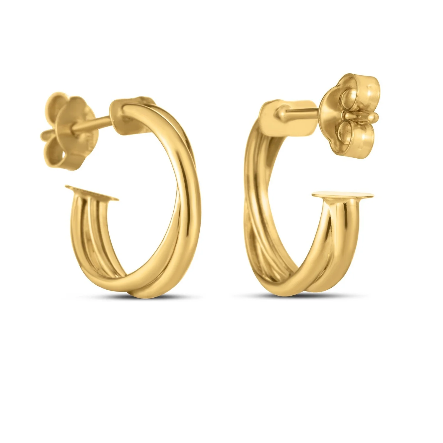 14k Yellow Gold Crossover Hoops - Image 4