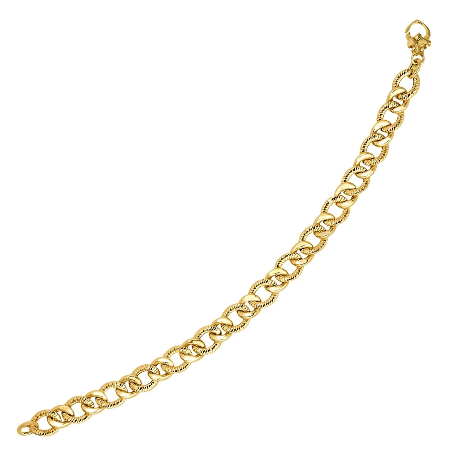 14k Yellow Gold Curb Chain Design with Diamond Cuts Bracelet - Image 5