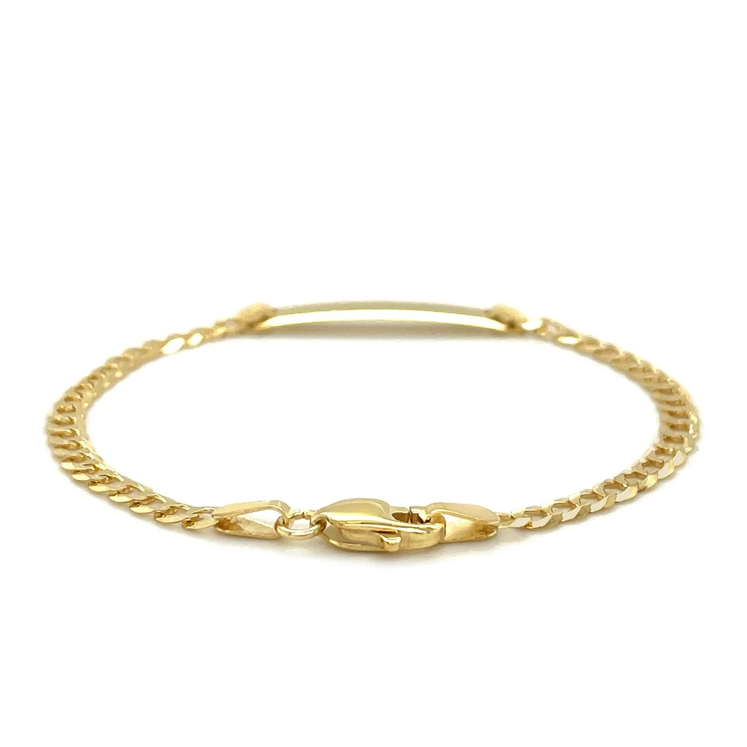 14k Yellow Gold Curb Link Style Children's ID Bracelet - Image 7