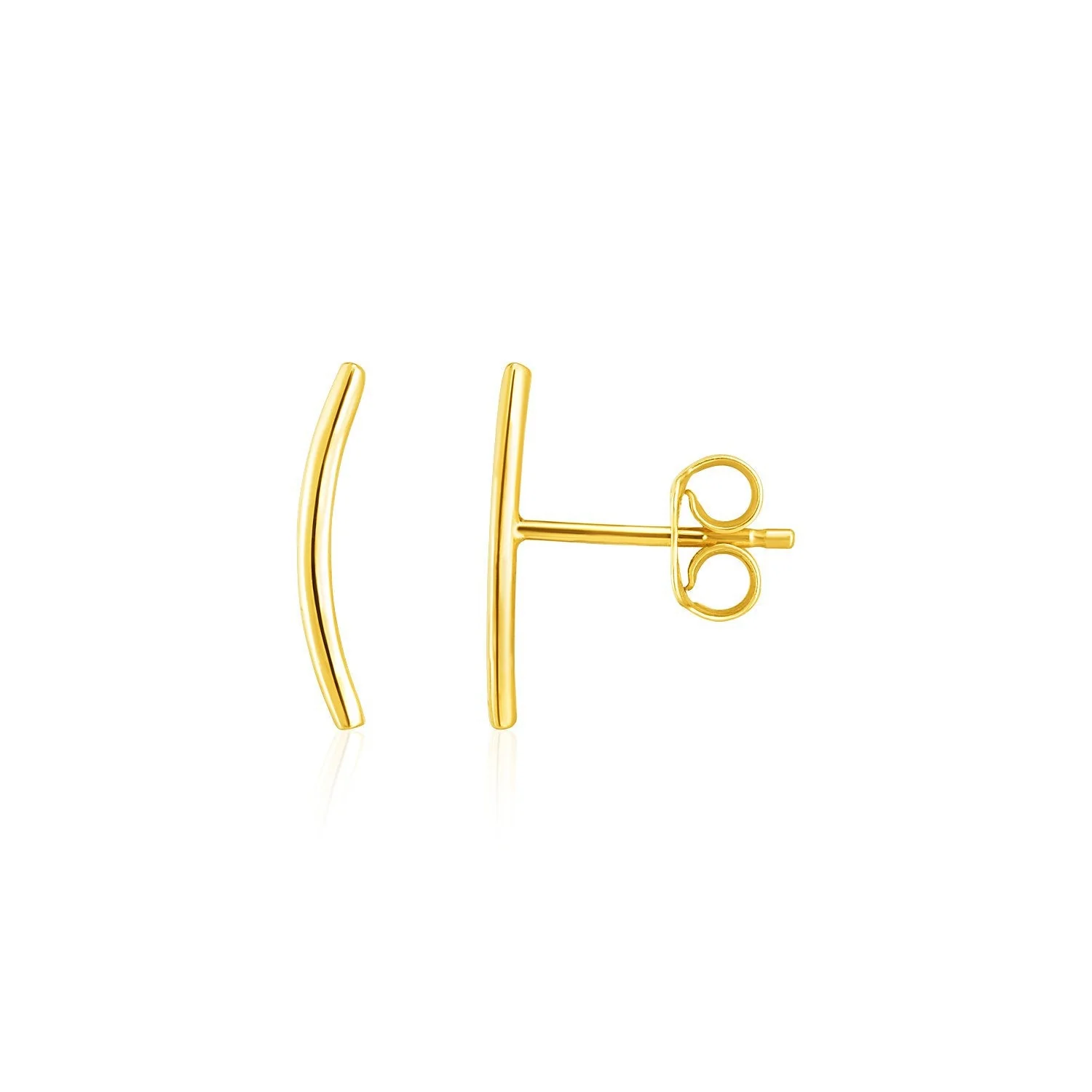 14k Yellow Gold Curve Climber Post Earrings - Image 2