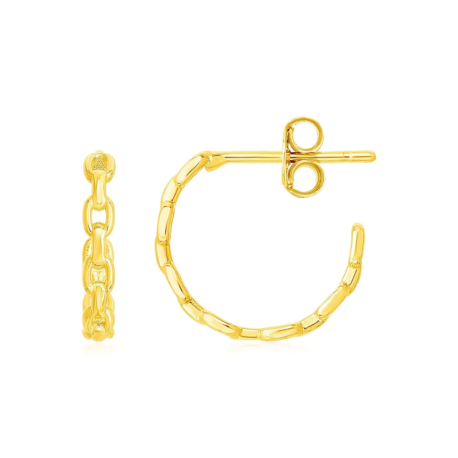 14k Yellow Gold Delicate Chain Hoop Earrings - Image 3