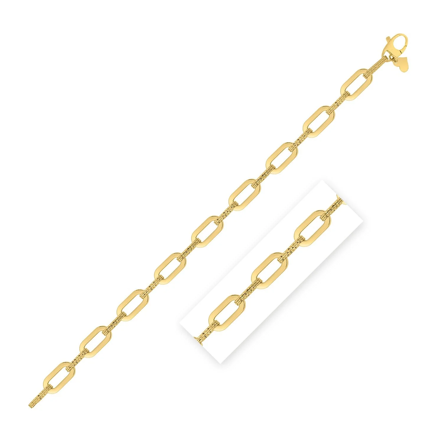 14k Yellow Gold Diamante Paperclip Chain Bracelet (7.00 mm) - Image 3
