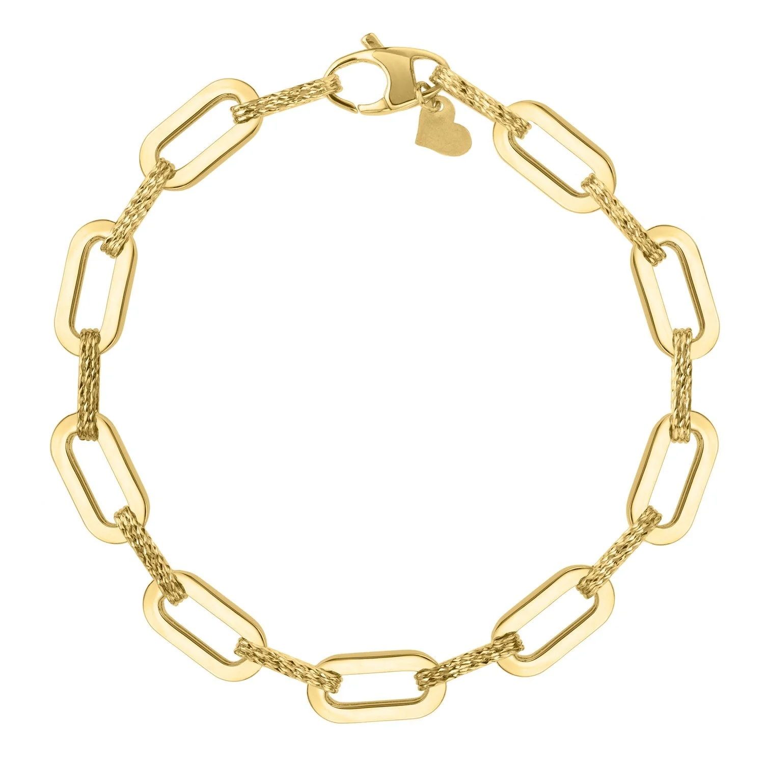 14k Yellow Gold Diamante Paperclip Chain Bracelet (7.00 mm) - Image 4