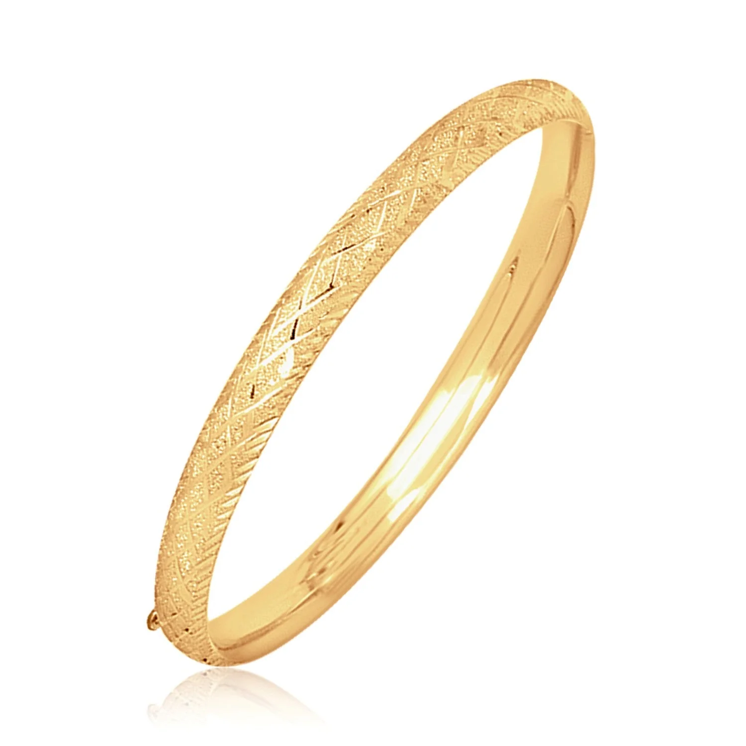 14k Yellow Gold Diamond Carved Bangle (6.00 mm) - Image 2