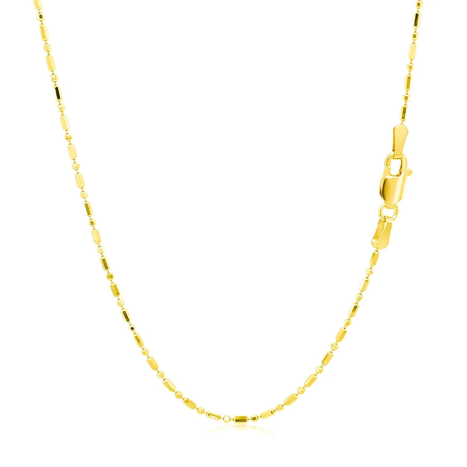 14k Yellow Gold Diamond-Cut Alternating Bead Chain 1.2mm - Image 10