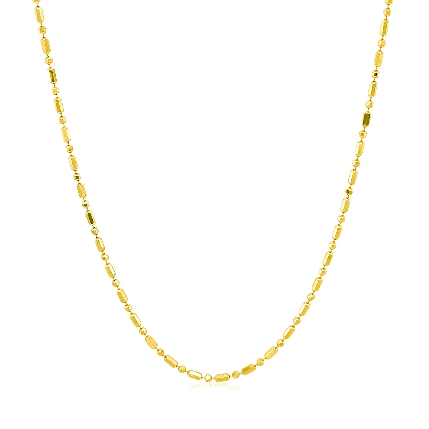 14k Yellow Gold Diamond-Cut Alternating Bead Chain 1.2mm - Image 9