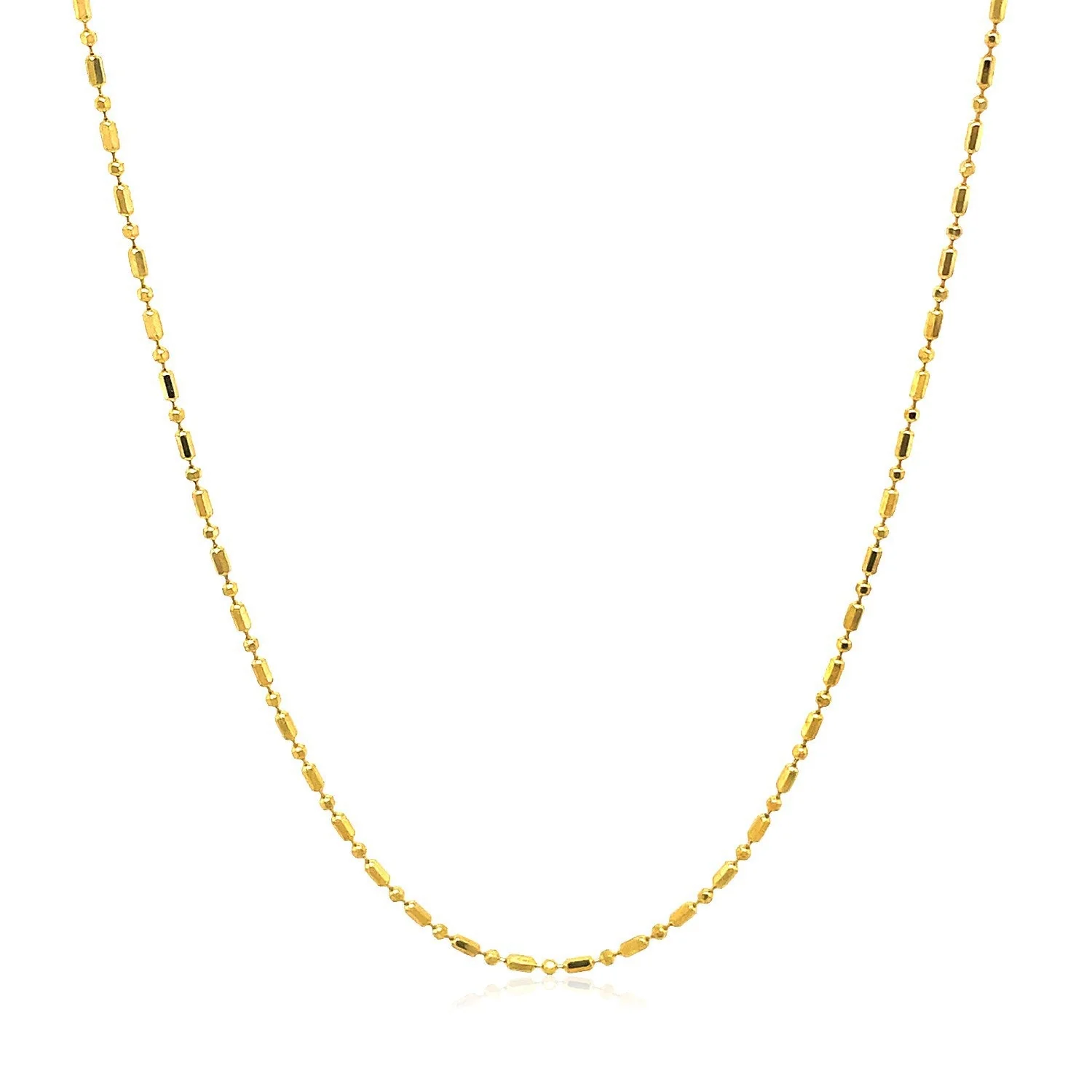 14k Yellow Gold Diamond-Cut Bead Chain 1.0mm - Image 2