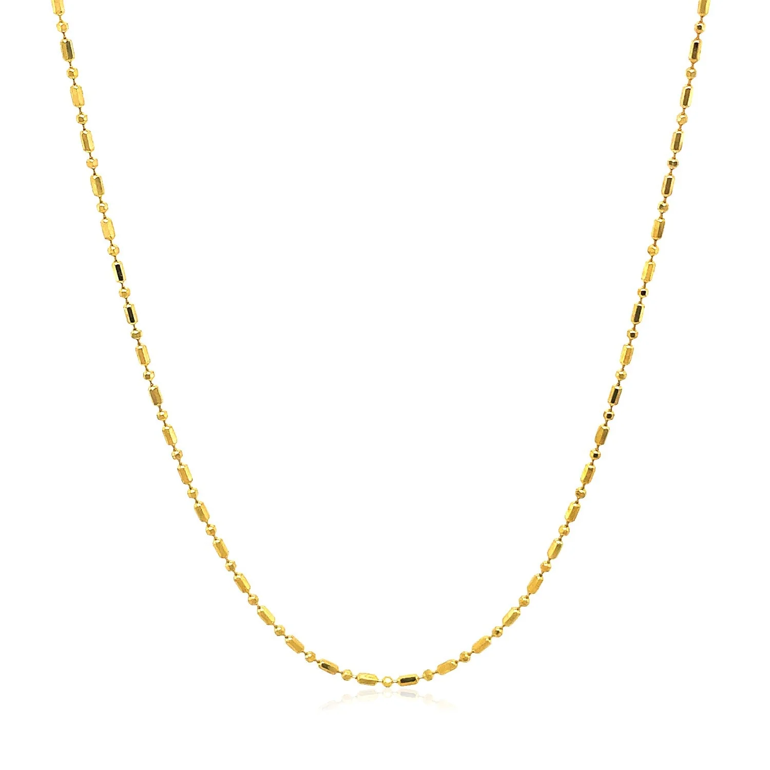 14k Yellow Gold Diamond-Cut Bead Chain 1.0mm - Image 7