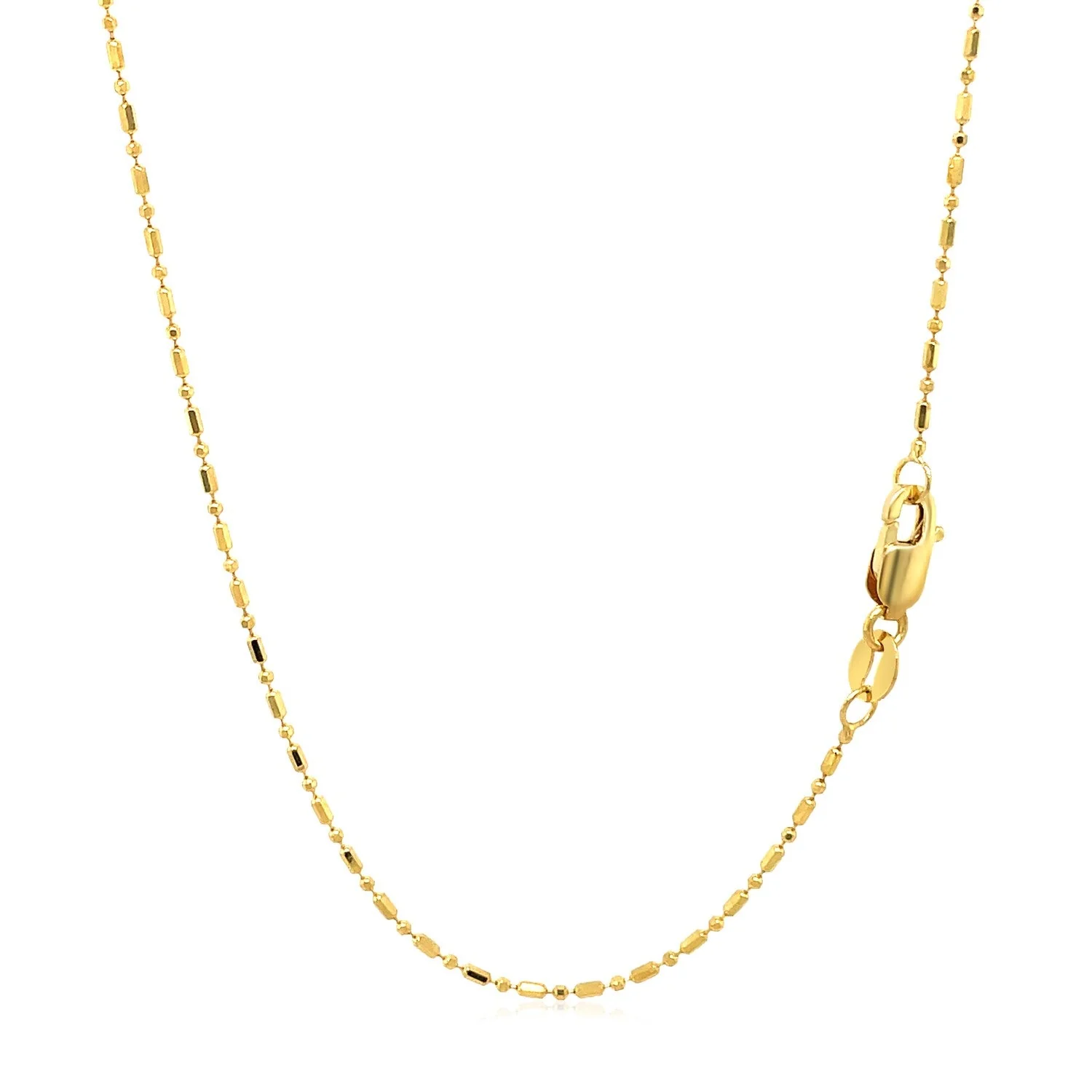 14k Yellow Gold Diamond-Cut Bead Chain 1.0mm - Image 8