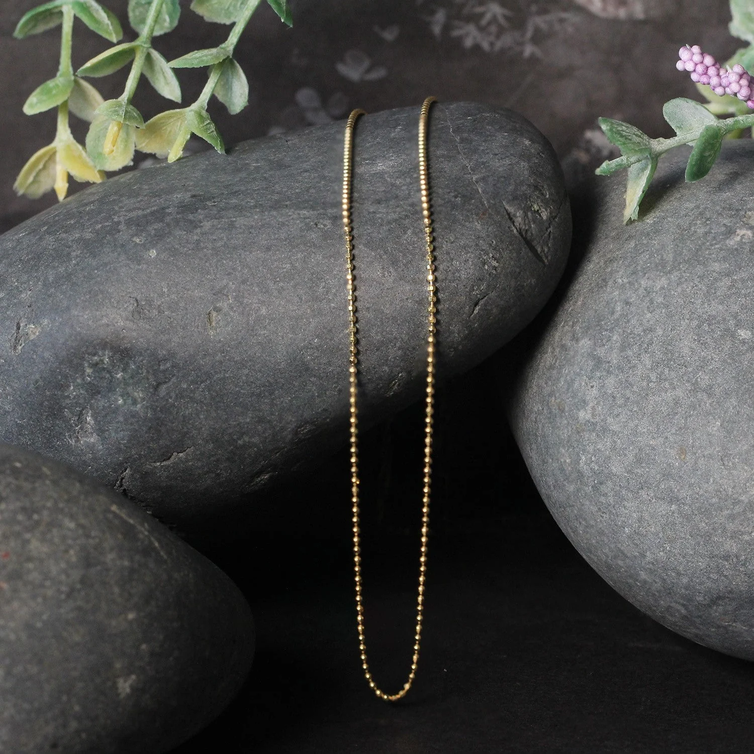 14k Yellow Gold Diamond-Cut Bead Chain 1.0mm - Image 10