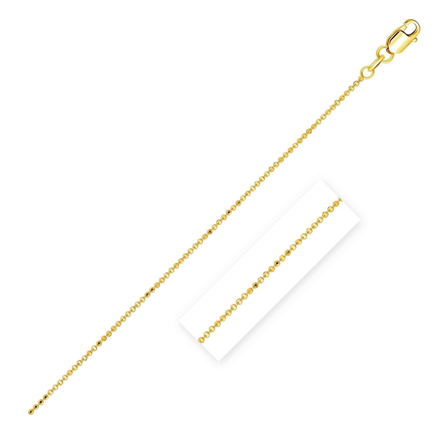 14k Yellow Gold Diamond Cut Bead Chain 1.0mm - Image 5