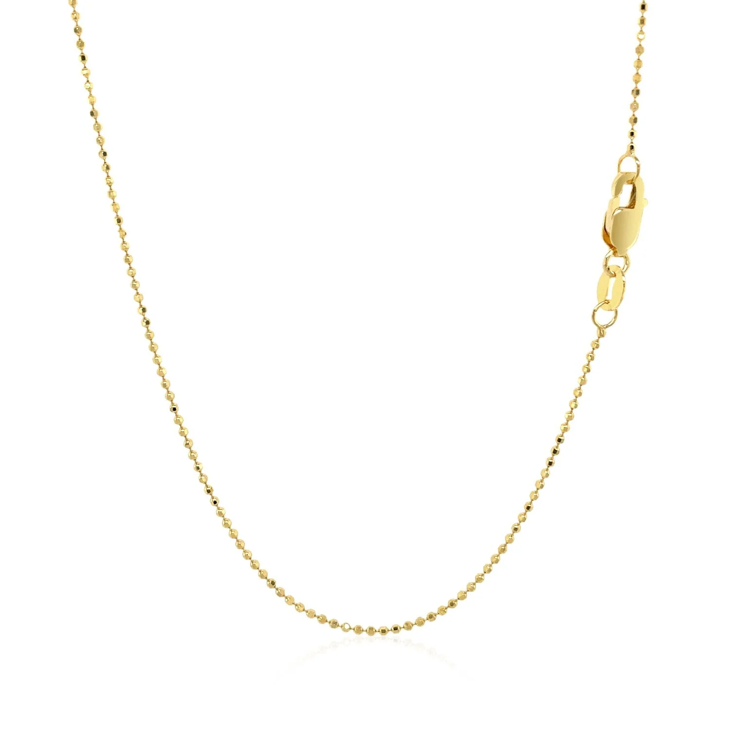 14k Yellow Gold Diamond Cut Bead Chain 1.0mm - Image 7