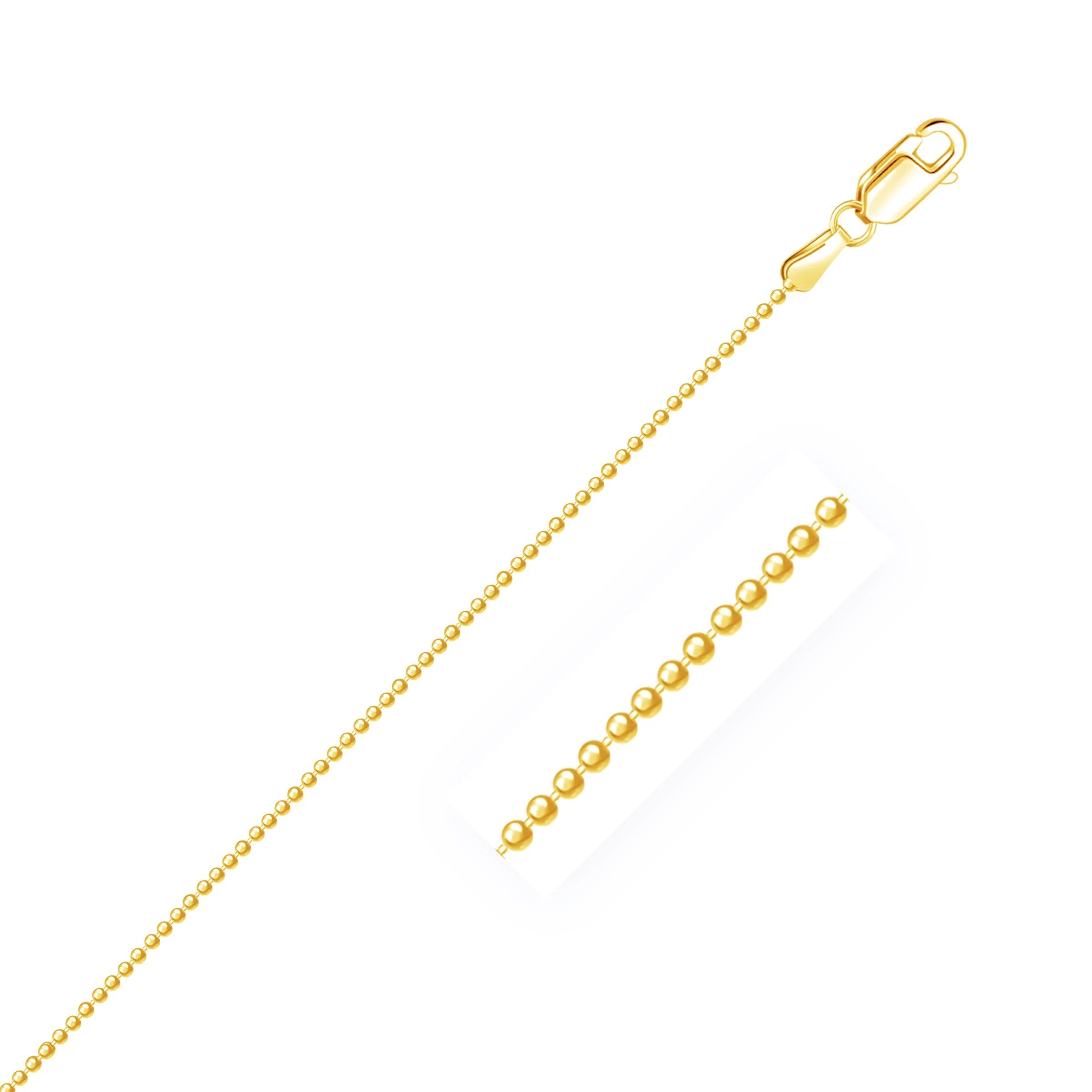 14k Yellow Gold Diamond-Cut Bead Chain 1.2mm - Image 7