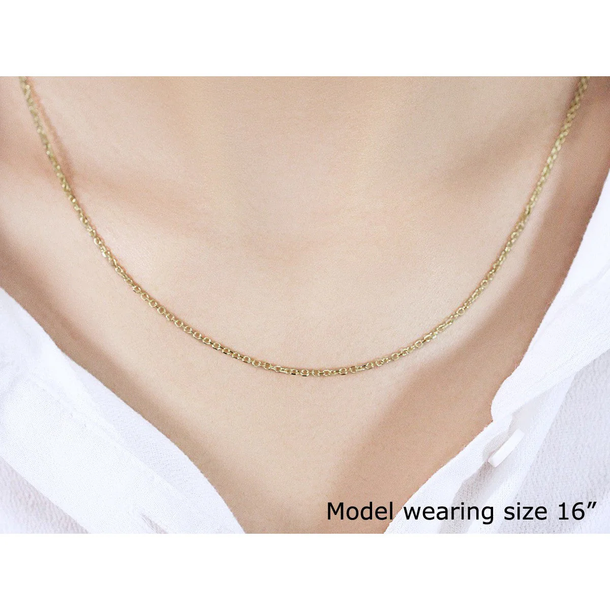 14k Yellow Gold Diamond Cut Cable Link Chain (1.50 mm) - Image 4