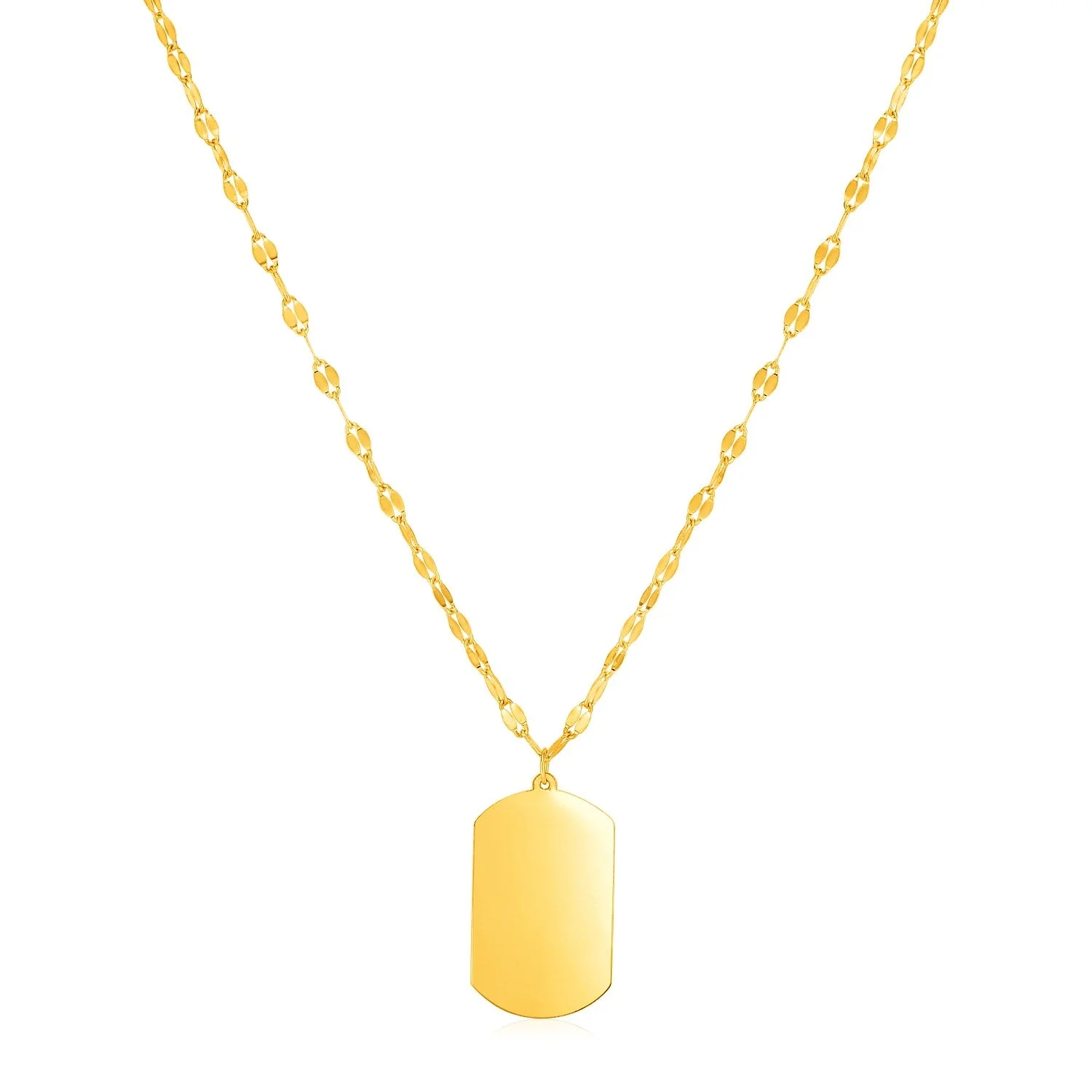 14K Yellow Gold Dog Tag Necklace - Image 4