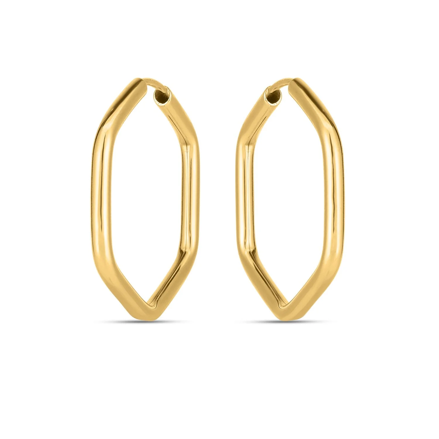 14k Yellow Gold Endless Hexagon Hoop Earrings - Image 4