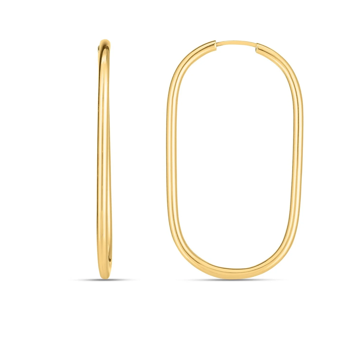 14k Yellow Gold Endless Large Paperclip Hoop Earrings - Image 3