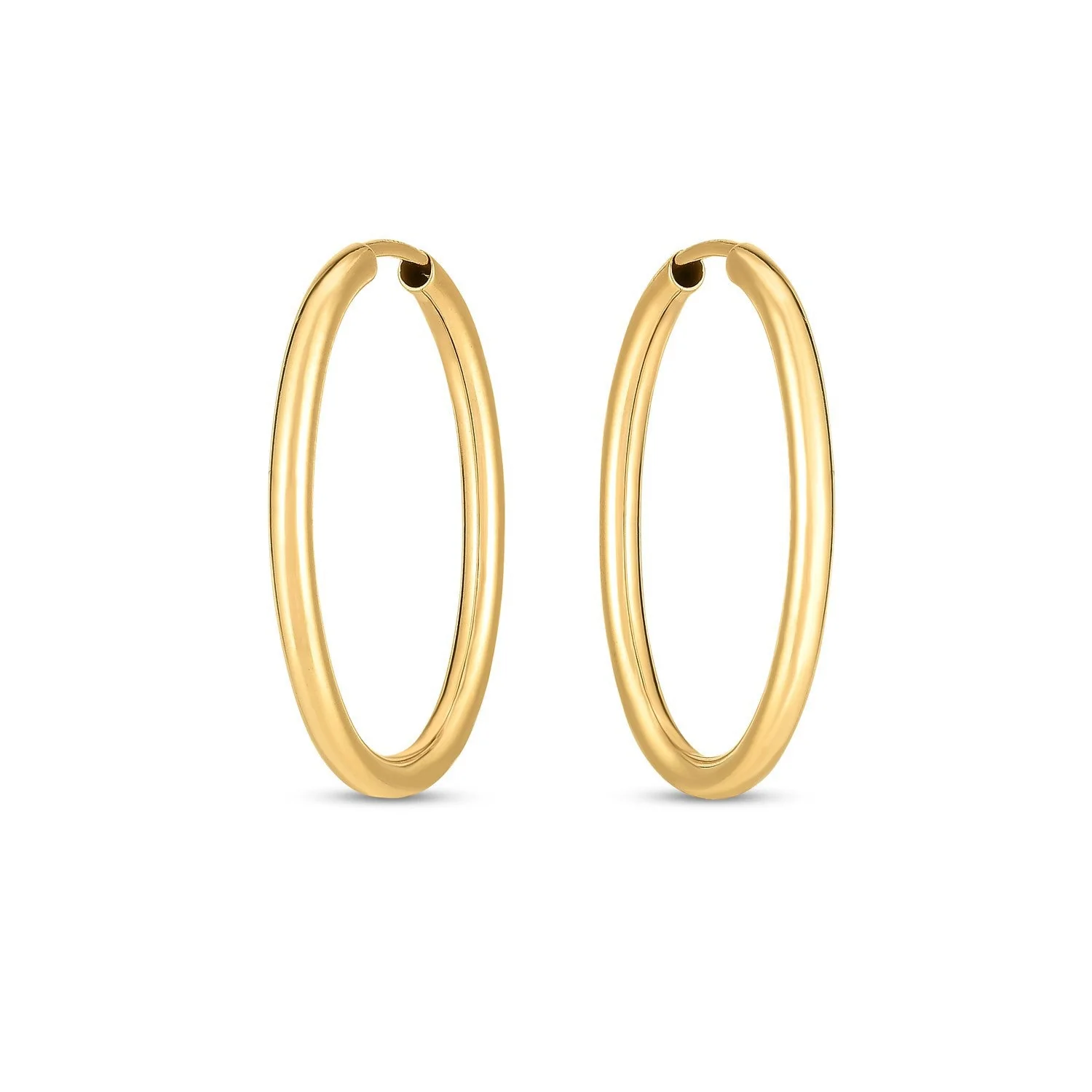 14k Yellow Gold Endless Oval Hoop Earrings(2x25mm) - Image 2