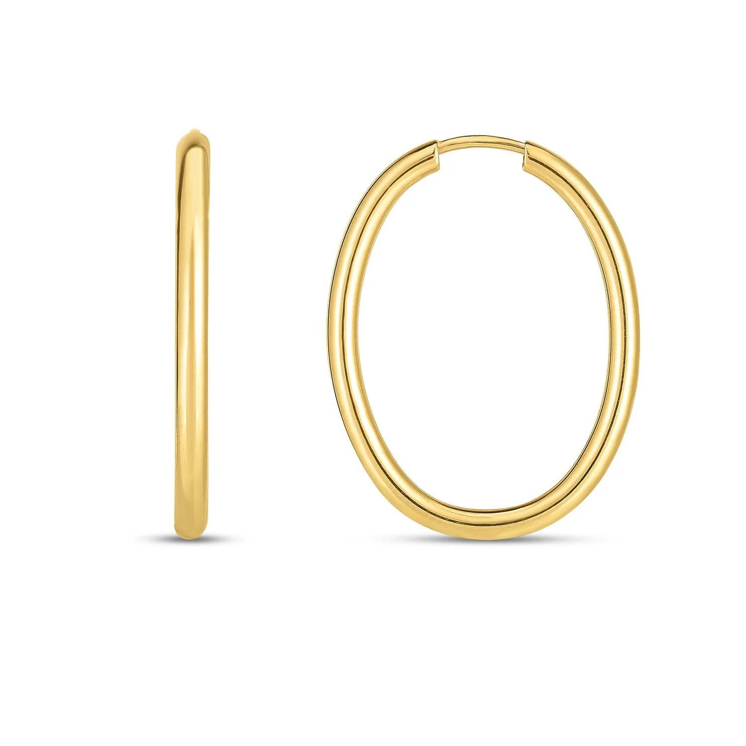 14k Yellow Gold Endless Oval Hoop Earrings(2x25mm) - Image 3