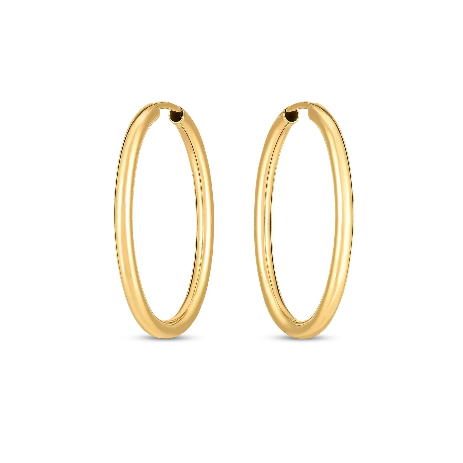 14k Yellow Gold Endless Oval Hoop Earrings(2x25mm) - Image 4