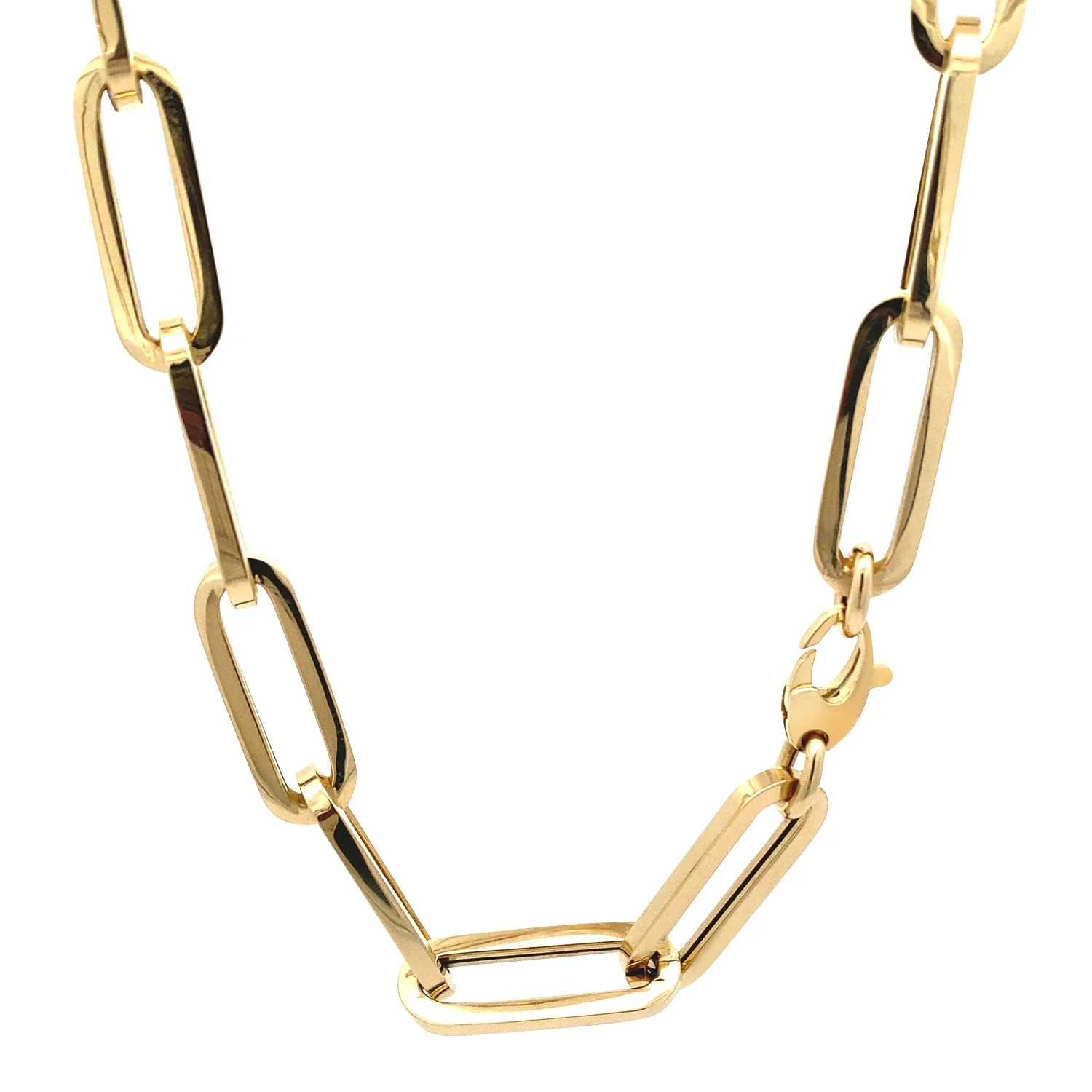 14k Yellow Gold Extra Wide Paperclip Chain Necklace - Image 11