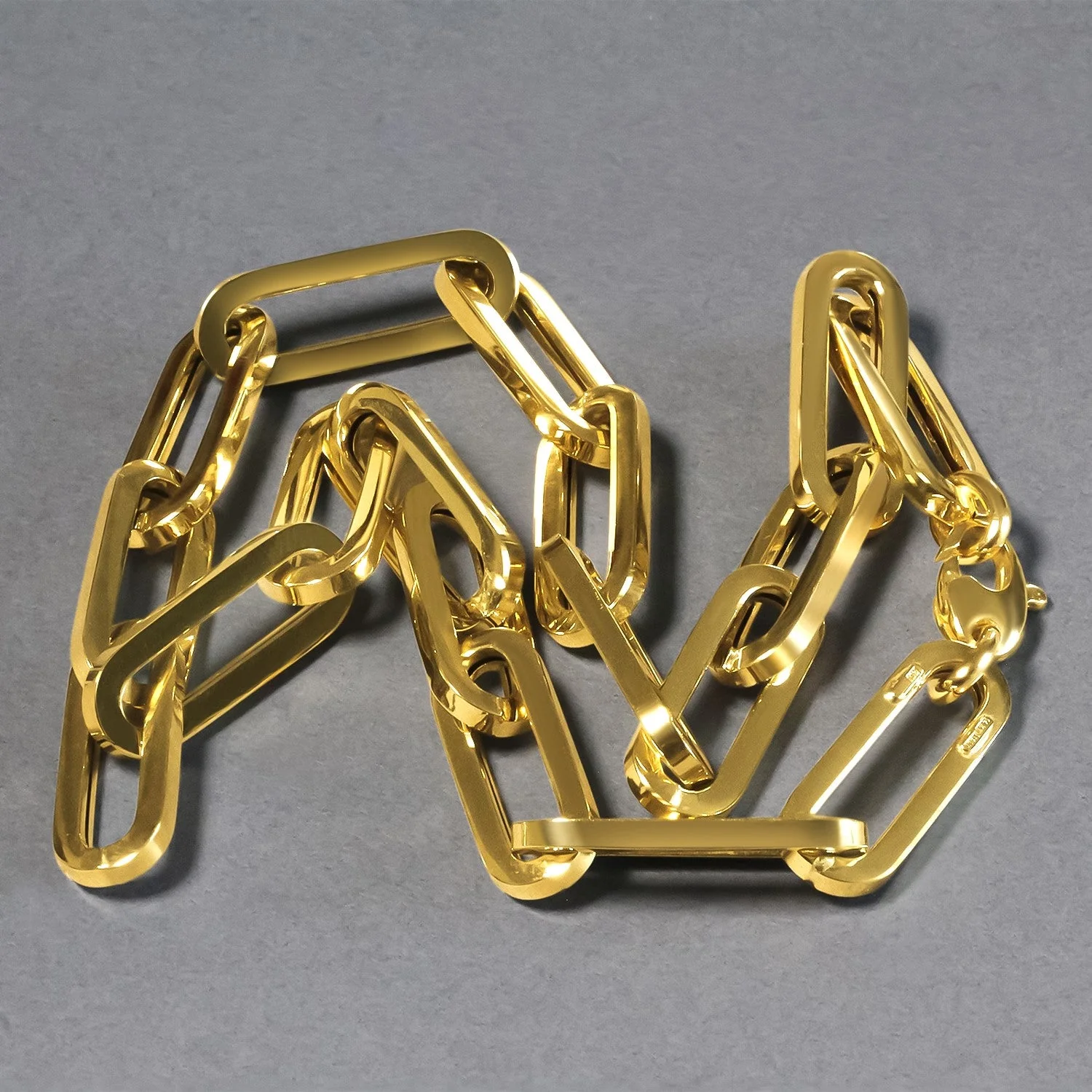 14k Yellow Gold Extra Wide Paperclip Chain Necklace - Image 12