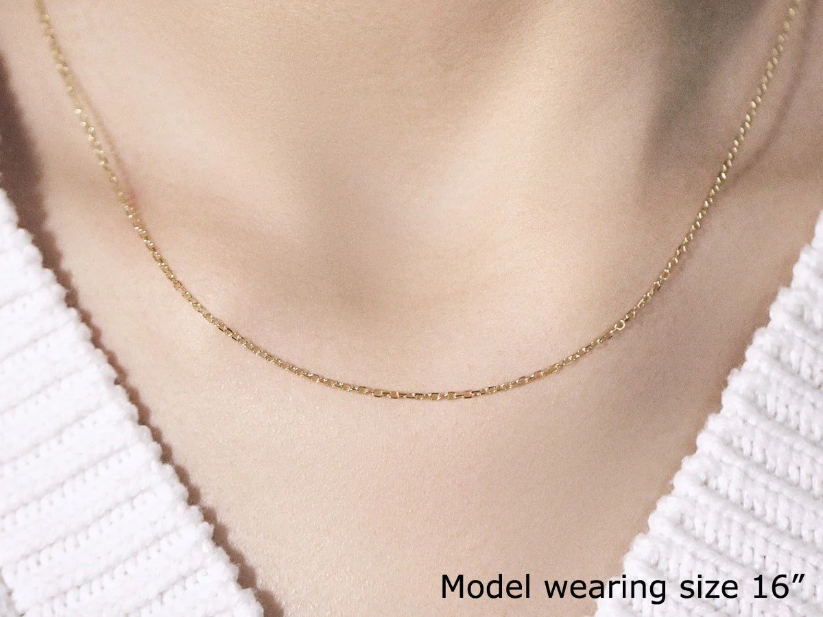 14k Yellow Gold Faceted Cable Link Chain 1.3mm - Image 10
