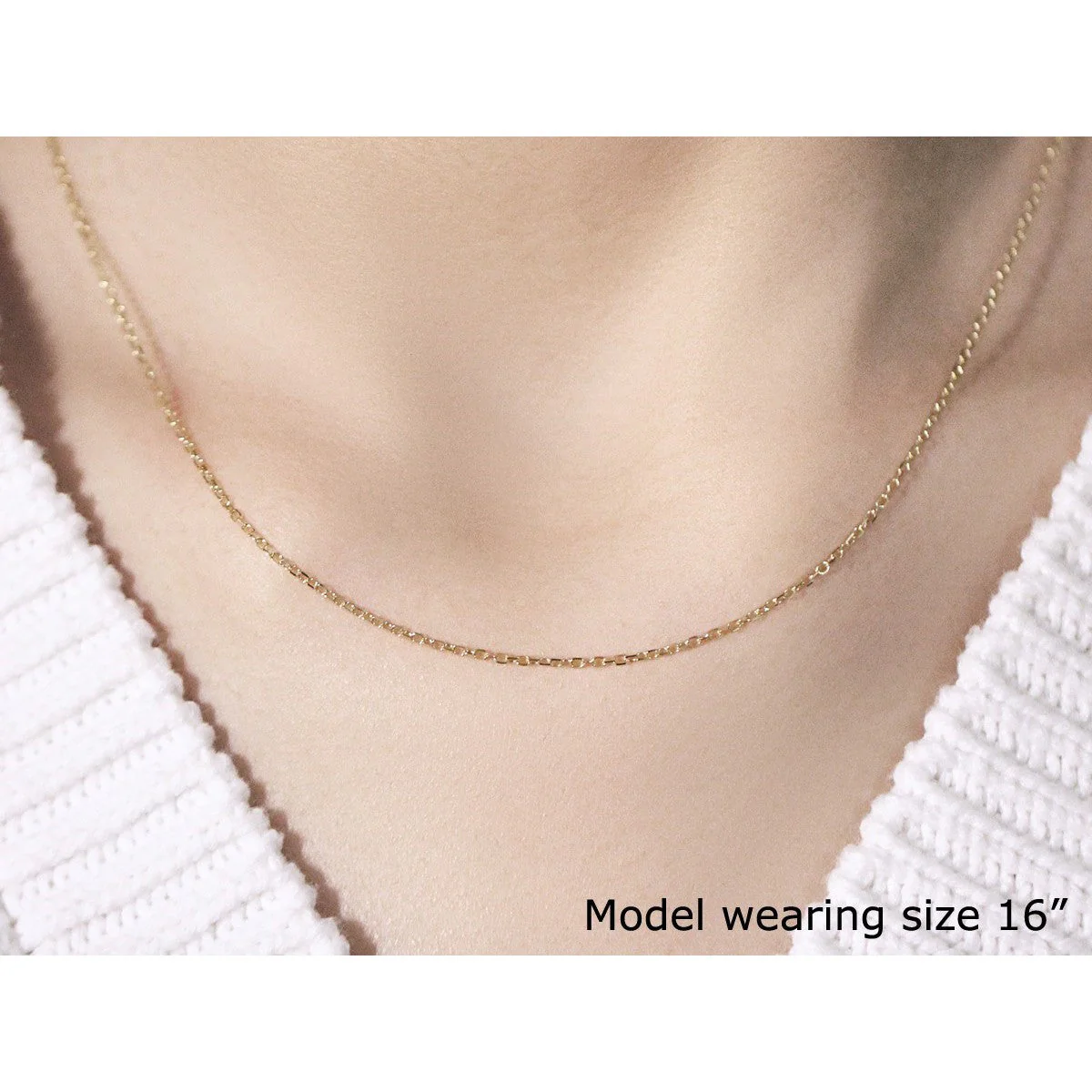 14k Yellow Gold Faceted Cable Link Chain 1.3mm - Image 4