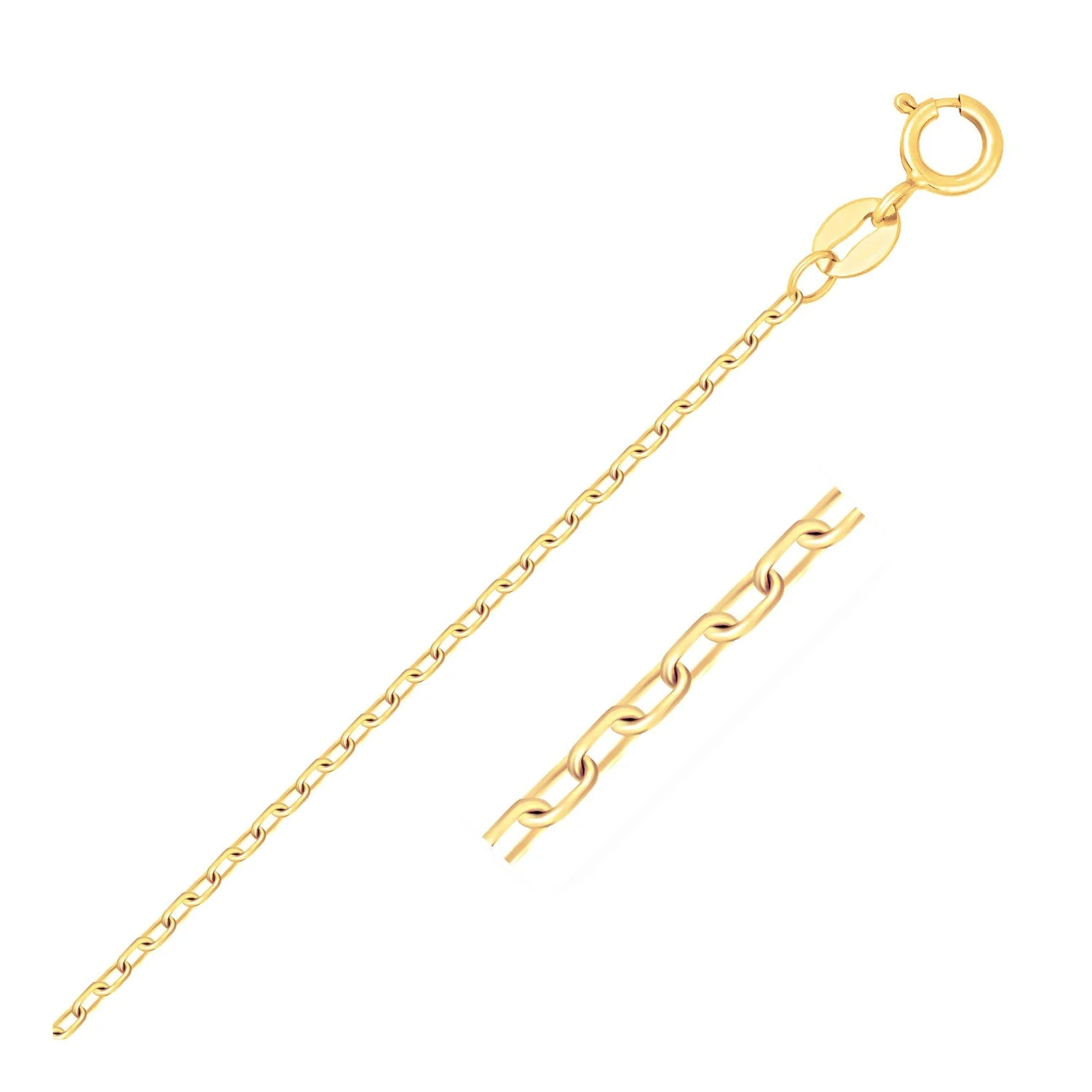 14k Yellow Gold Faceted Cable Link Chain 1.3mm - Image 6