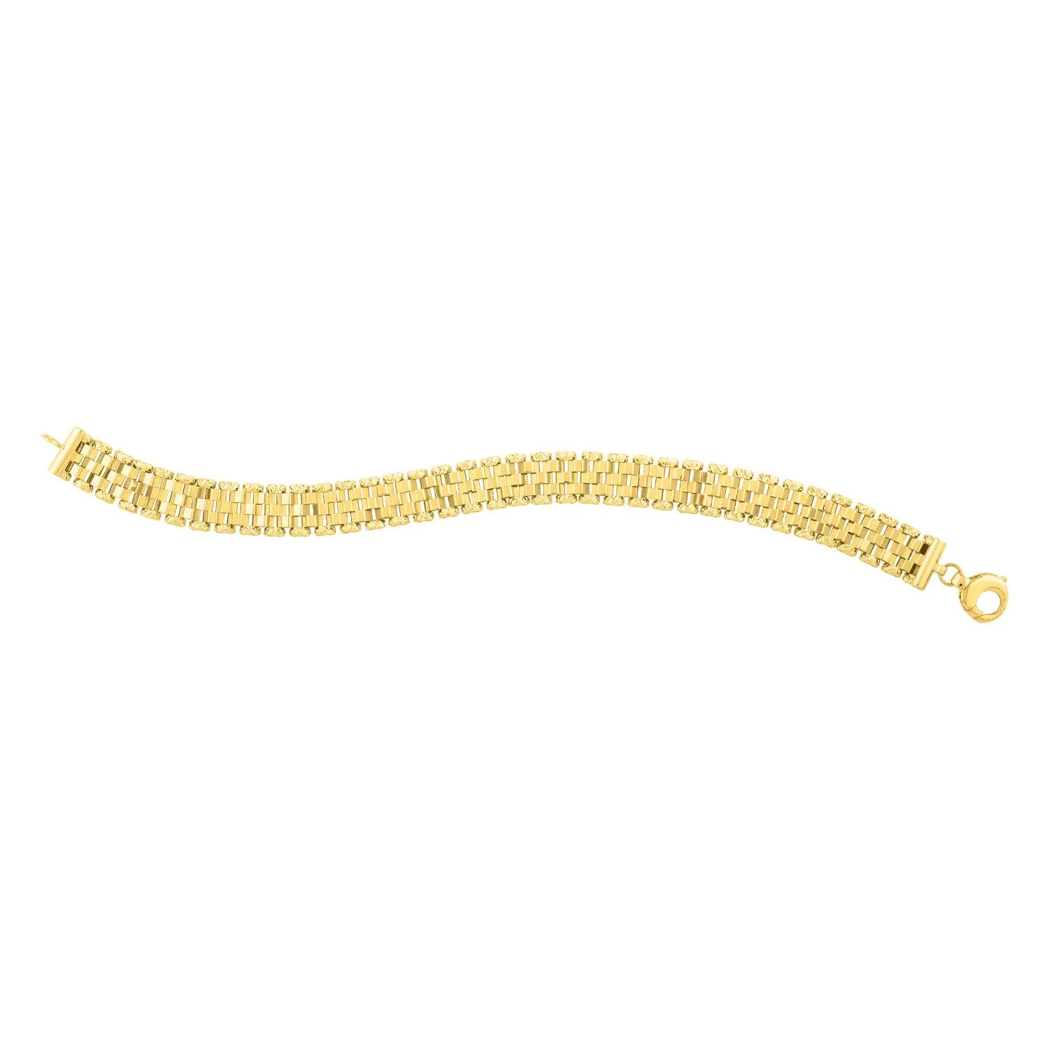 14k Yellow Gold Faceted Panther Link Chain Bracelet - Image 4
