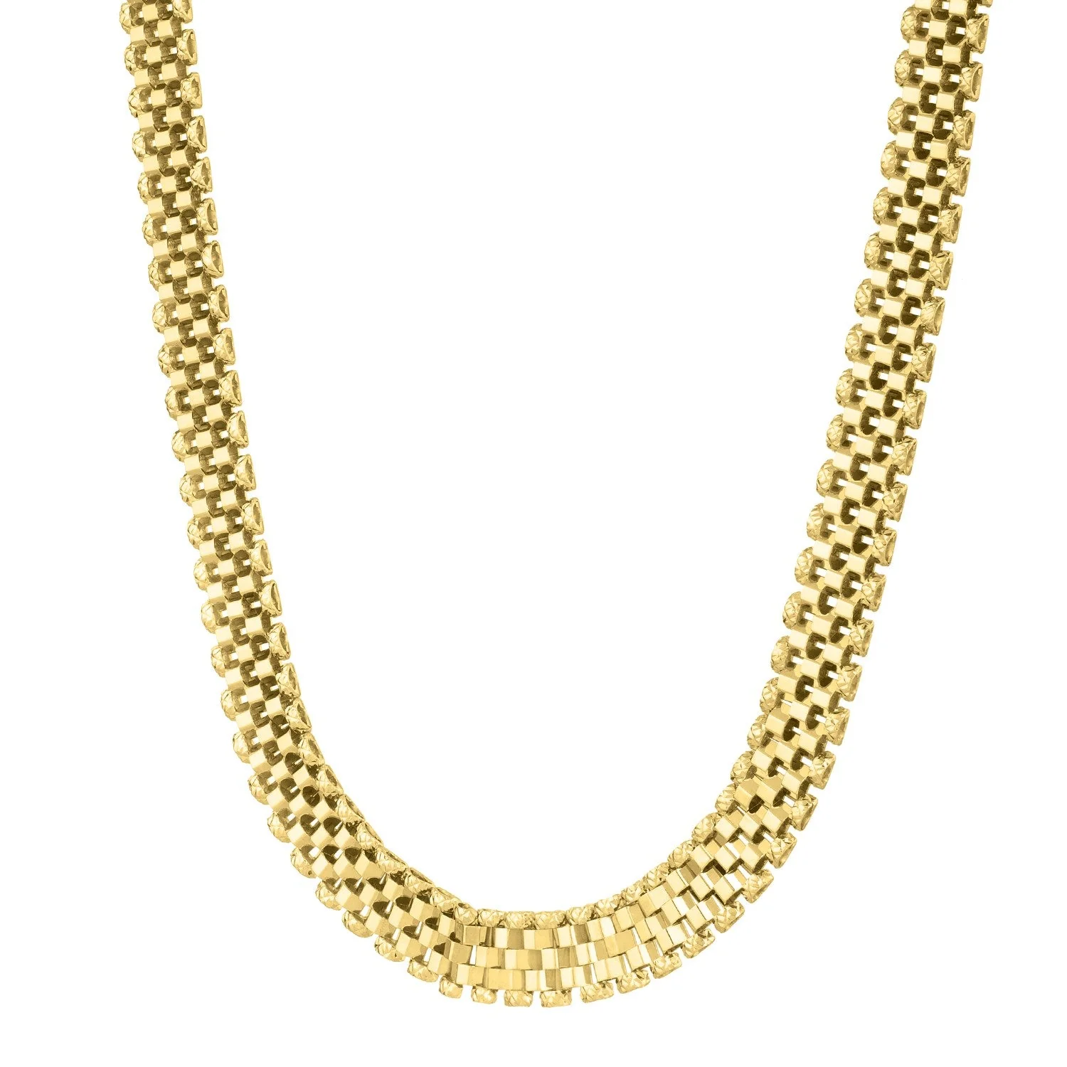 14k Yellow Gold Faceted Panther Link Chain Necklace - Image 3