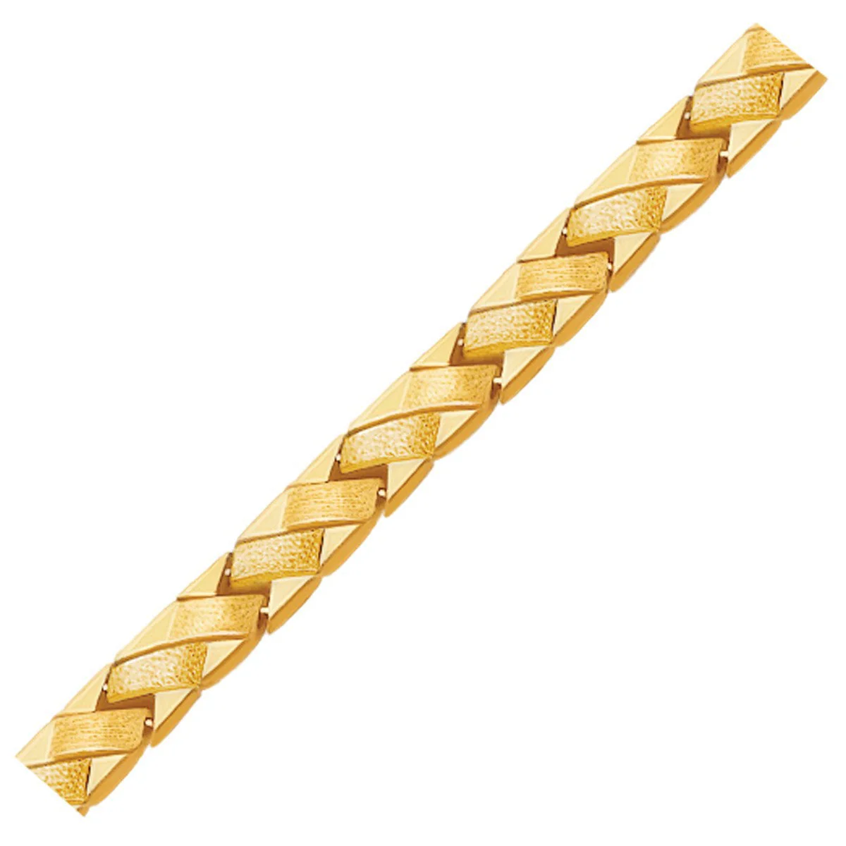 14k Yellow Gold Fancy Basket Weave Line Bracelet - Image 2