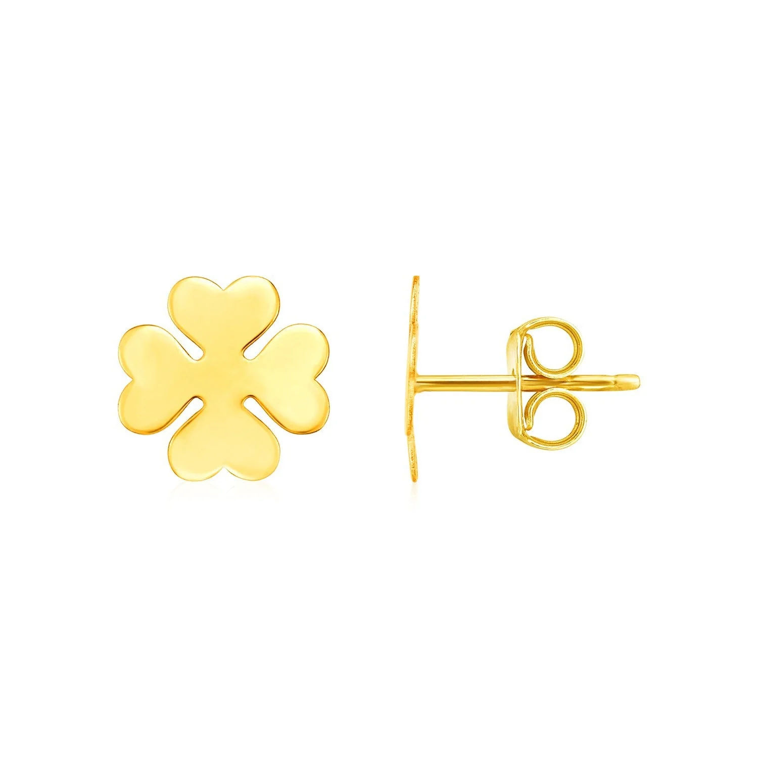 14K Yellow Gold Four Leaf Clover Earrings