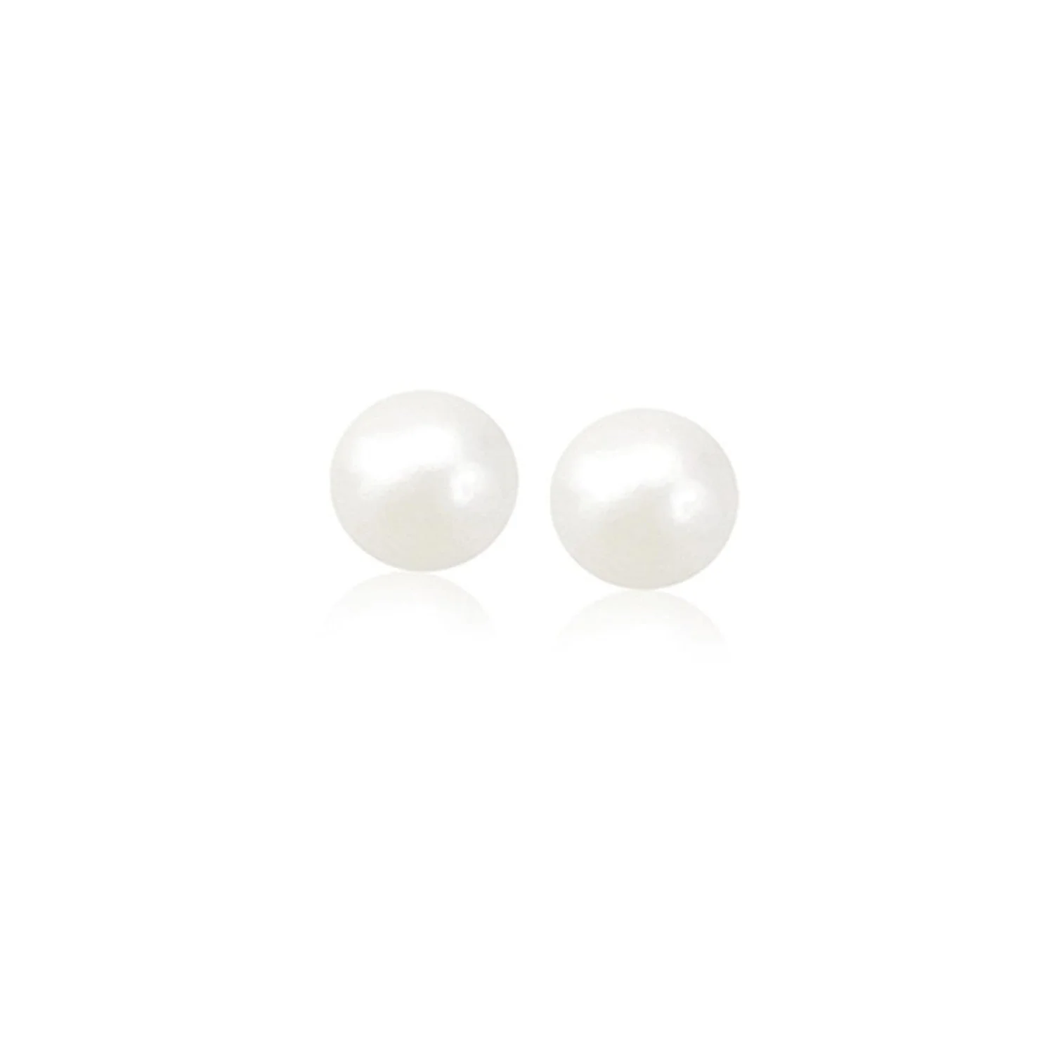 14k Yellow Gold Freshwater Cultured White Pearl Stud Earrings (6.0 mm) - Image 4