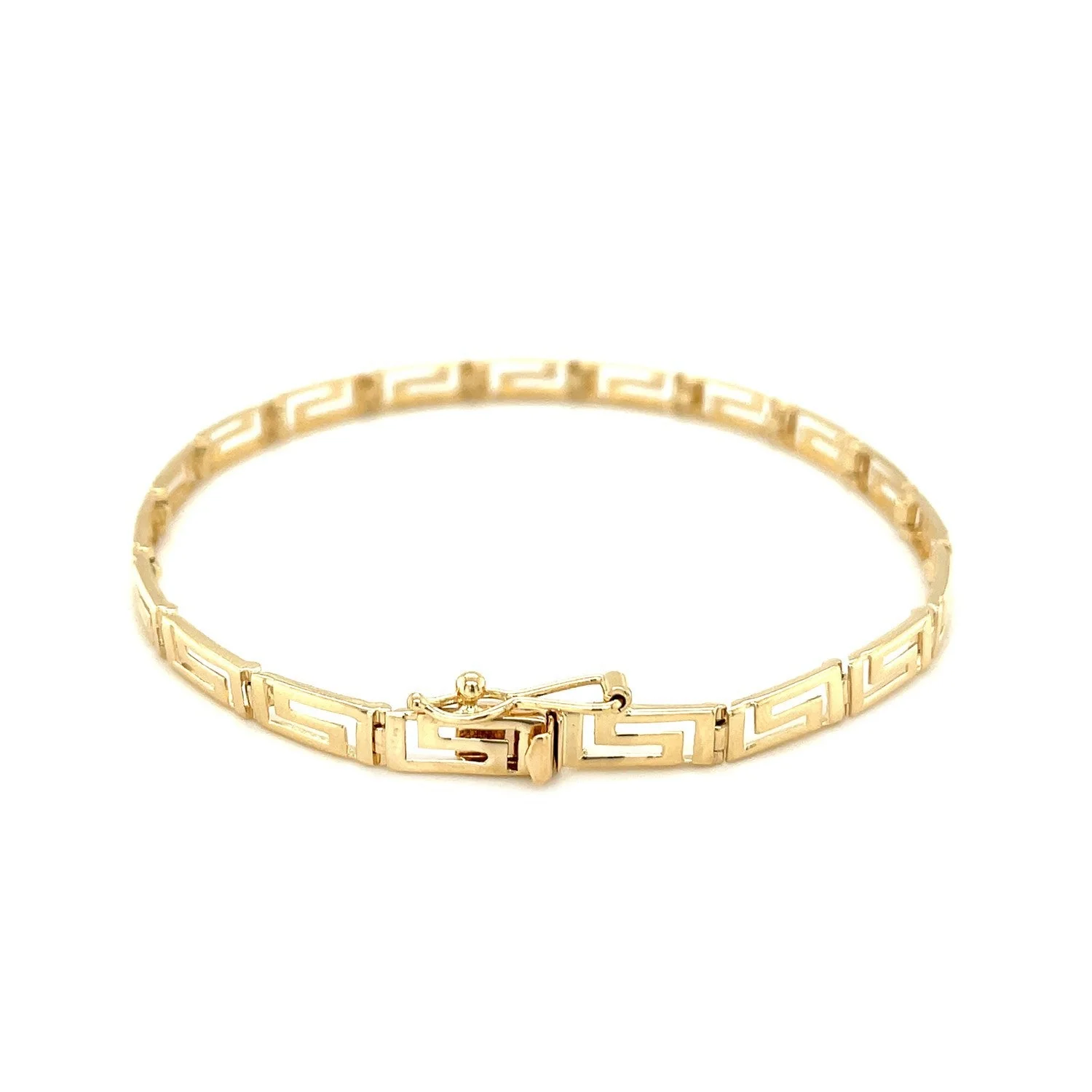 14k Yellow Gold Greek Fret Design Fancy Bracelet - Image 2