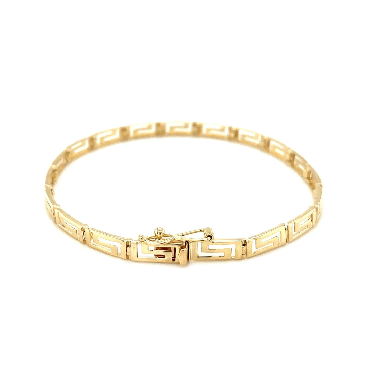 14k Yellow Gold Greek Fret Design Fancy Bracelet - Image 6