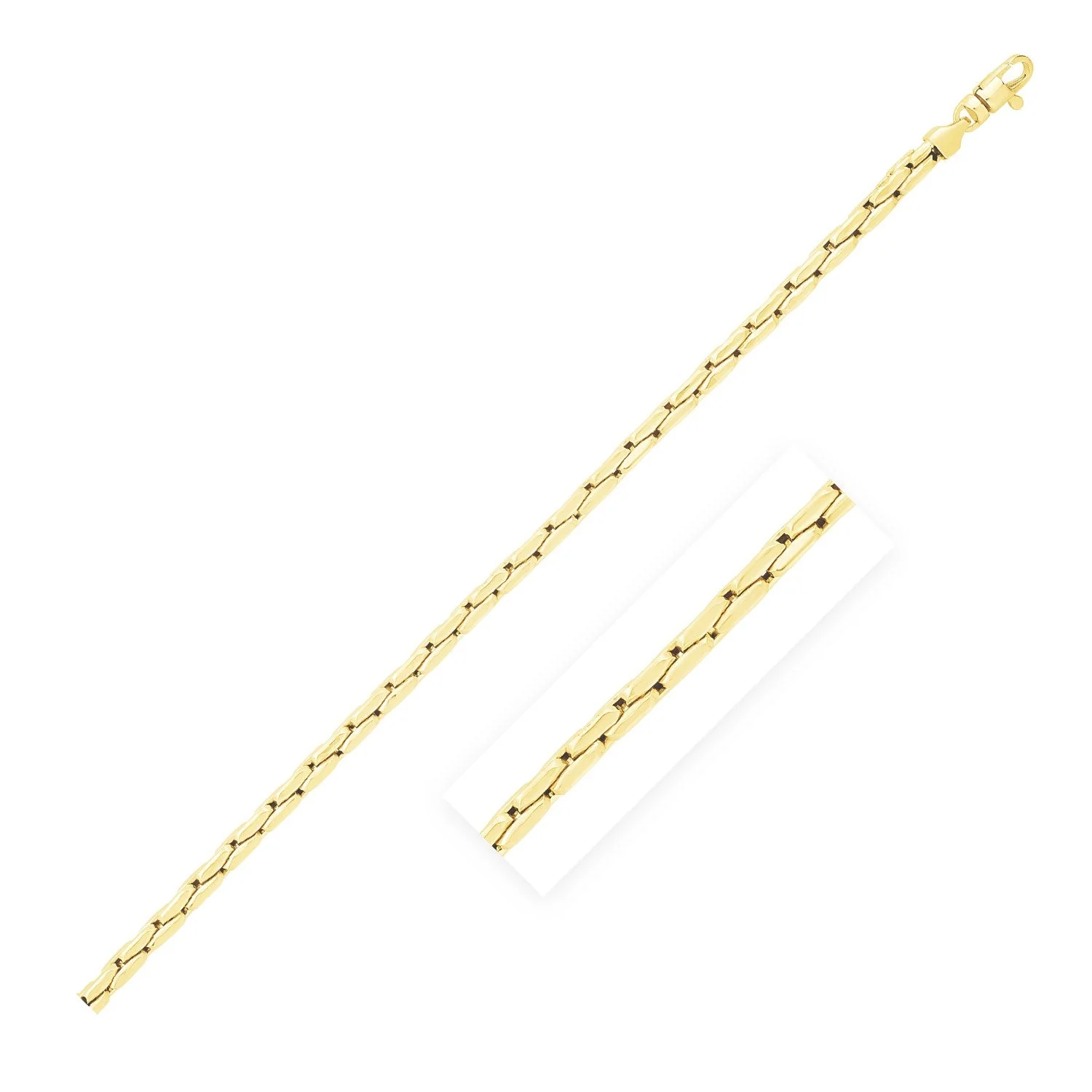 14k Yellow Gold High Polish Compressed Cable Link Bracelet - Image 4